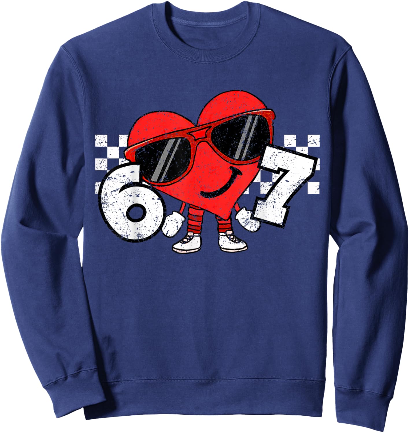 Funny Valentines Heart 67 Six Seven Boys Kids Teens Sweatshirt - Sweatshirt | Navy