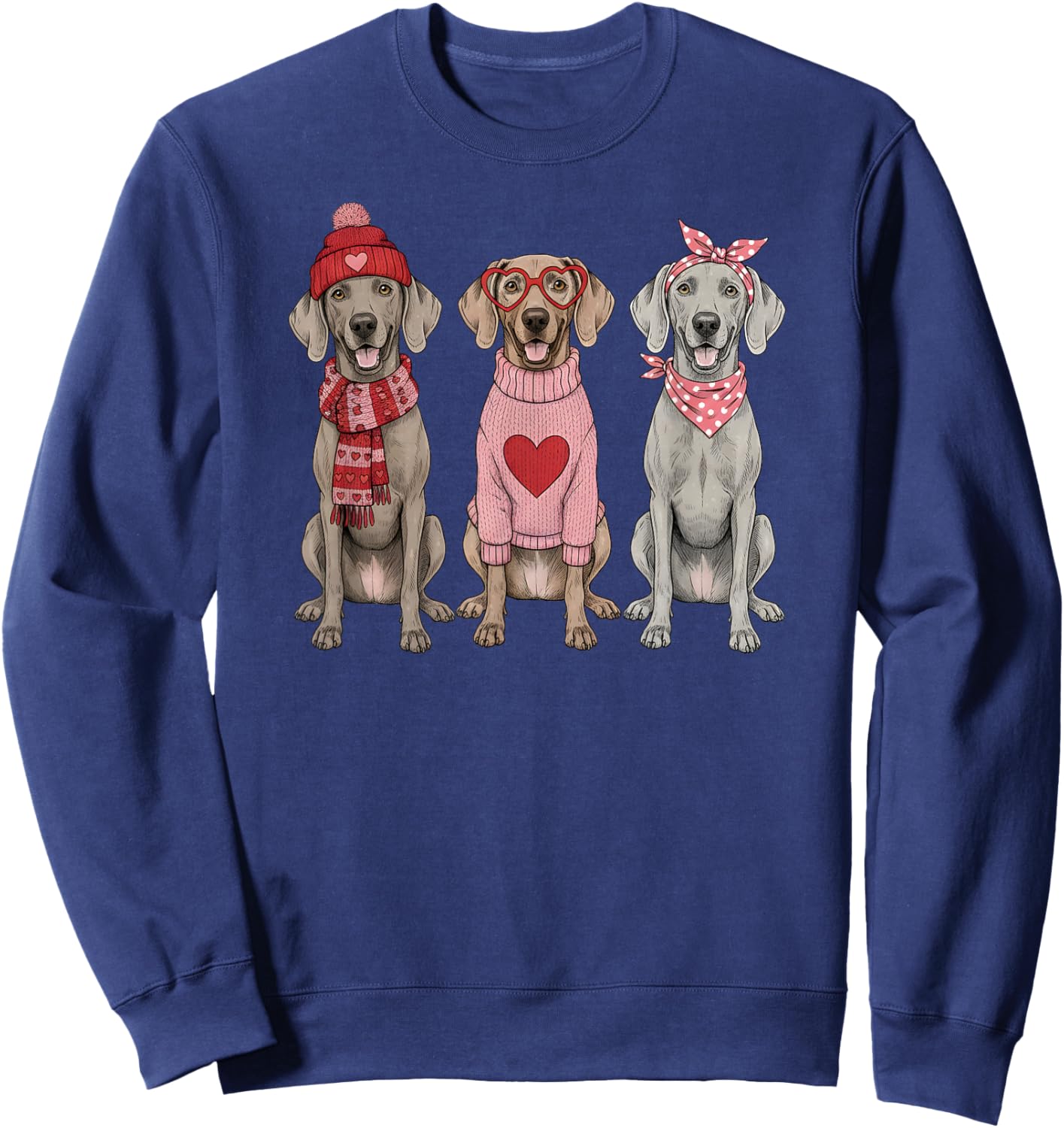 Cute Weimaraner Valentine Dog Sweatshirt - Sweatshirt | Navy