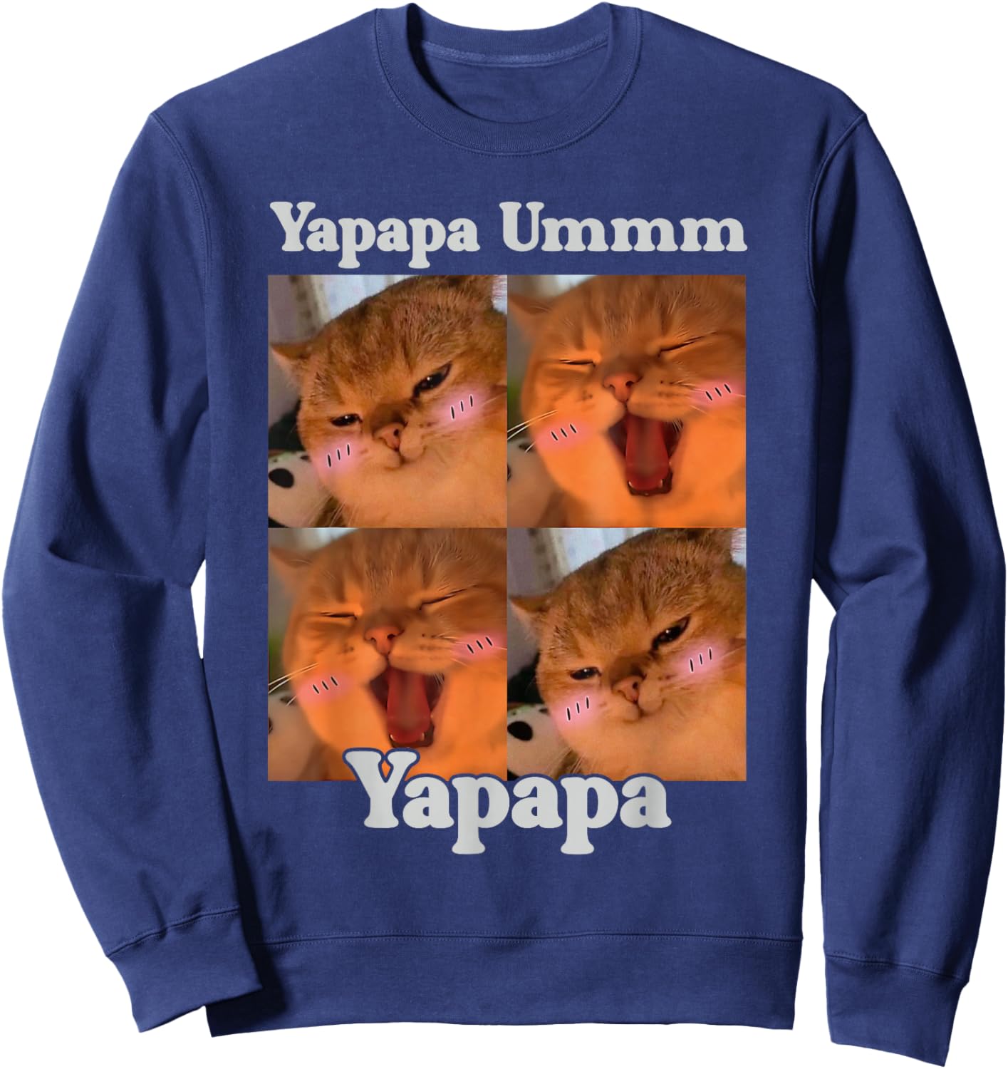 Yapapa Ummm Yapapa Funny Cat Meme Internet Joke Humor Sweatshirt - Sweatshirt | Navy