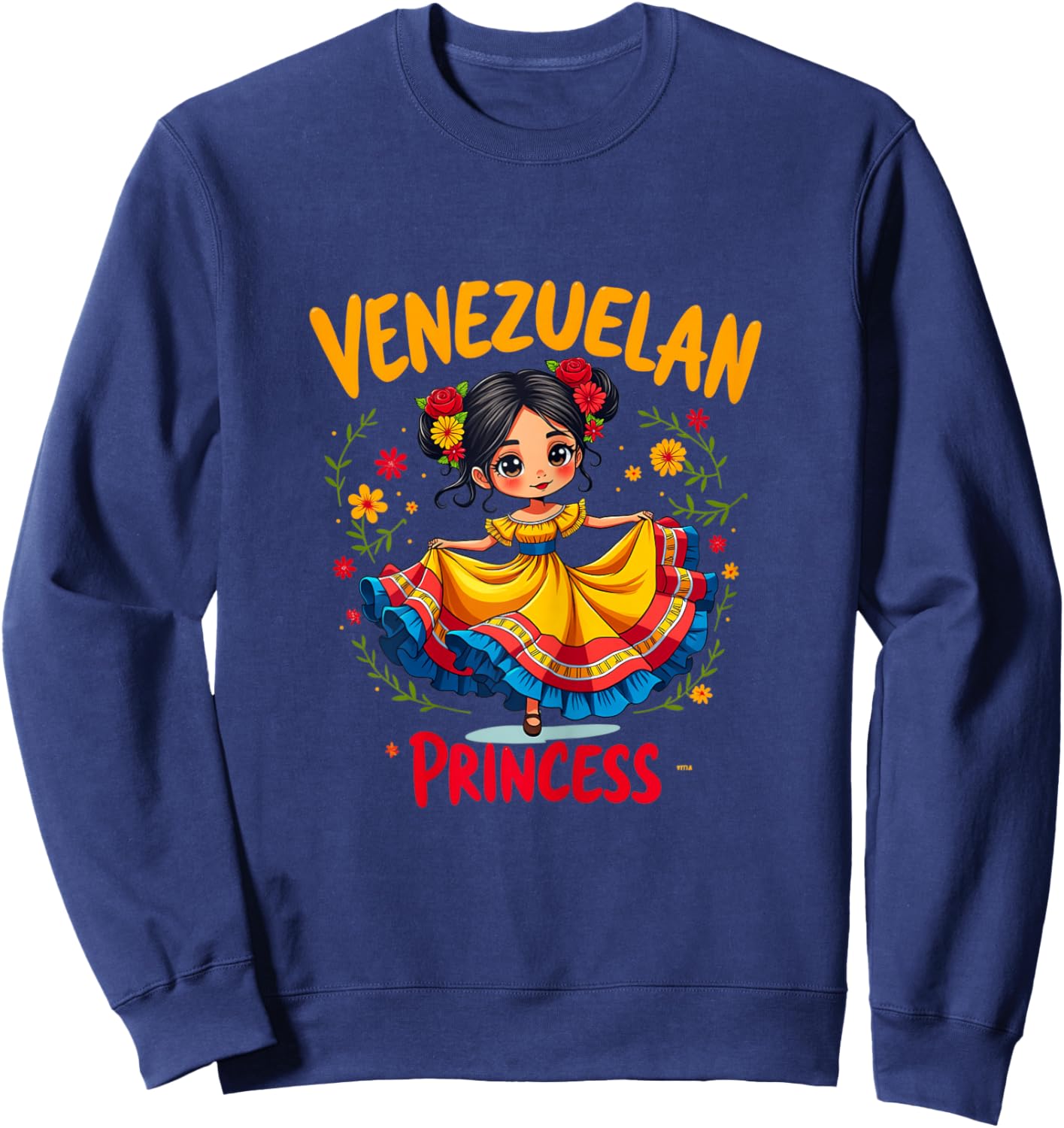 Venezuelan Princess Cute Folk Dress Venezuela Girl Sweatshirt - Sweatshirt | Navy