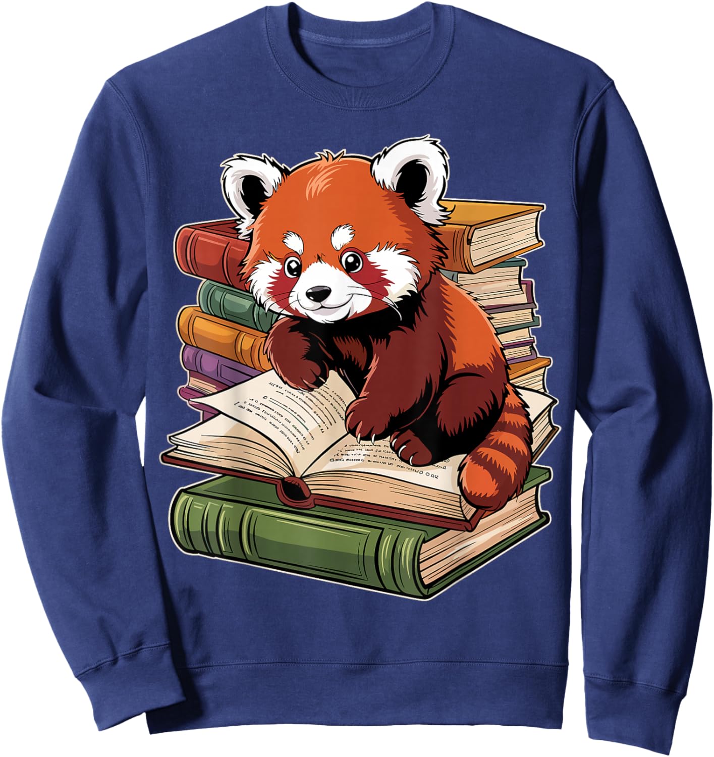 Red Panda Reading Book Animal Bookworm Sweatshirt - Sweatshirt | Navy