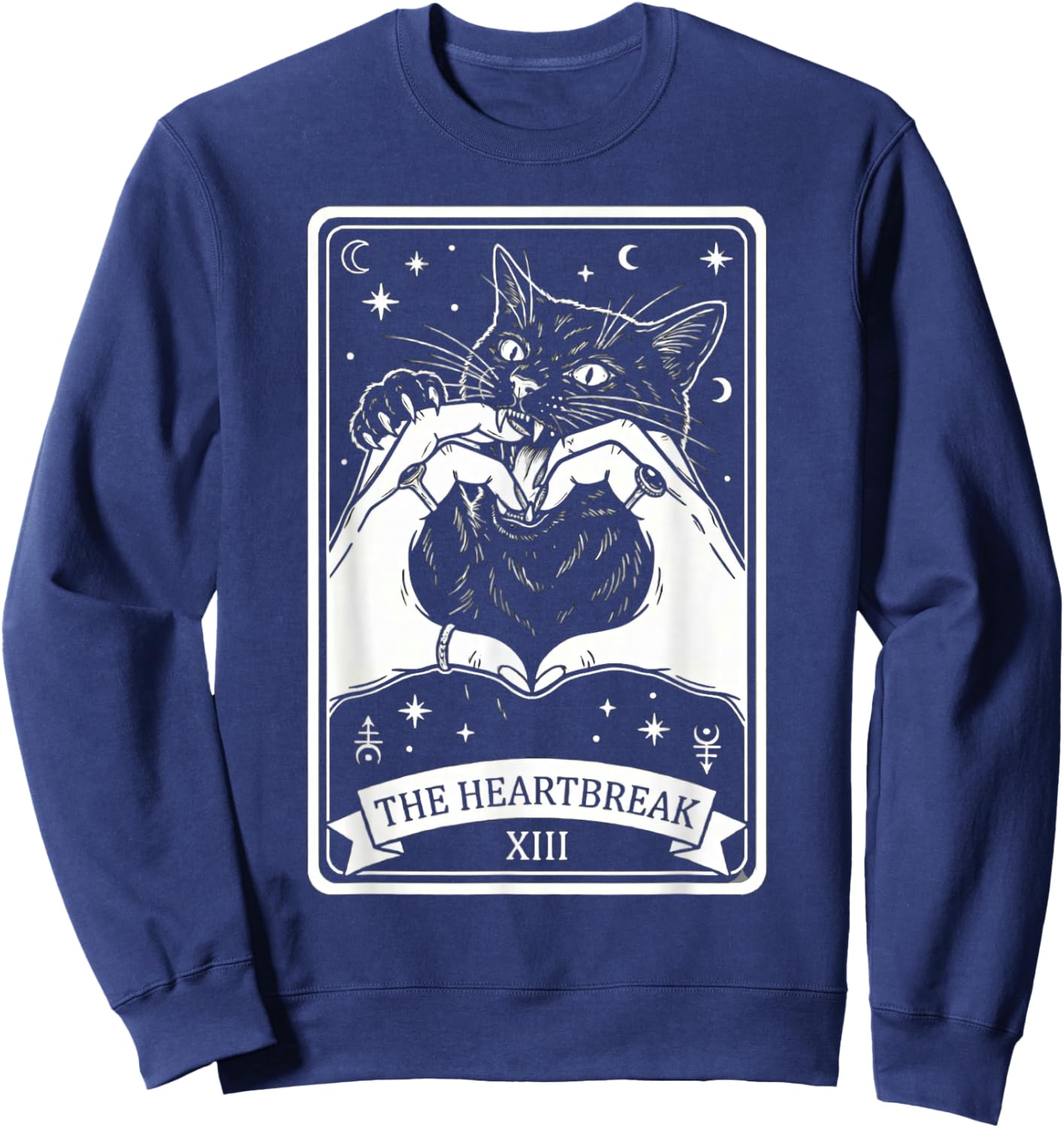 The Heartbreak Cat Gothic Tarot Card Art Goth Girl Women Sweatshirt - Sweatshirt | Navy