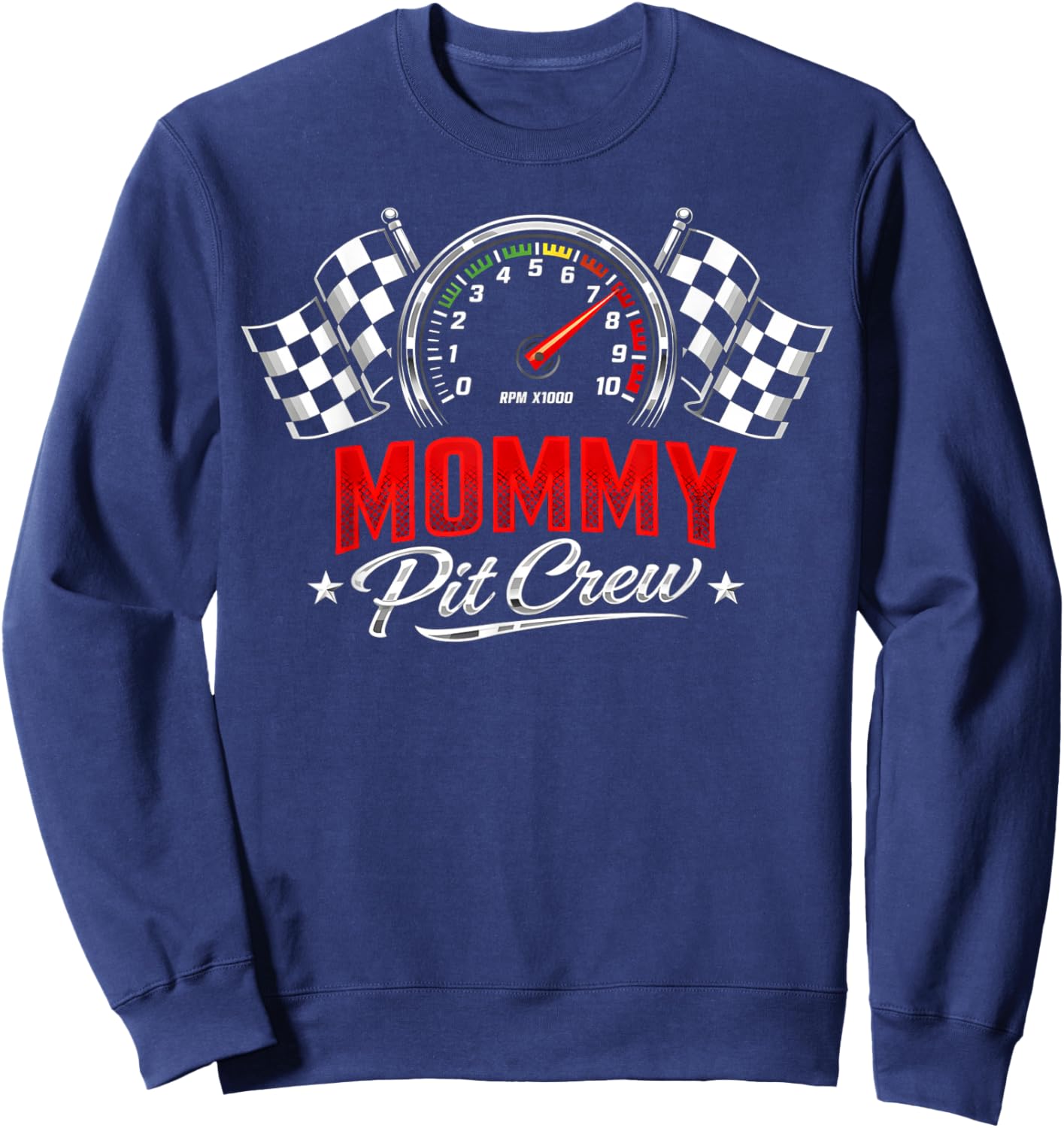 Race Car Racing Birthday Party Family Racing Mommy Pit Crew Sweatshirt - Sweatshirt | Navy