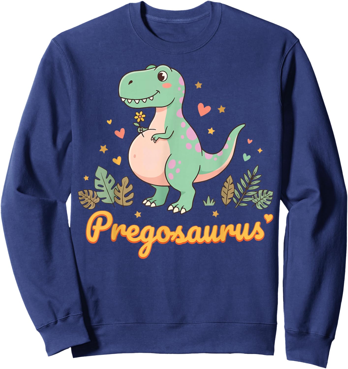 Pregosaurus Pregnant Mom Dinosaur Sweatshirt - Sweatshirt | Navy