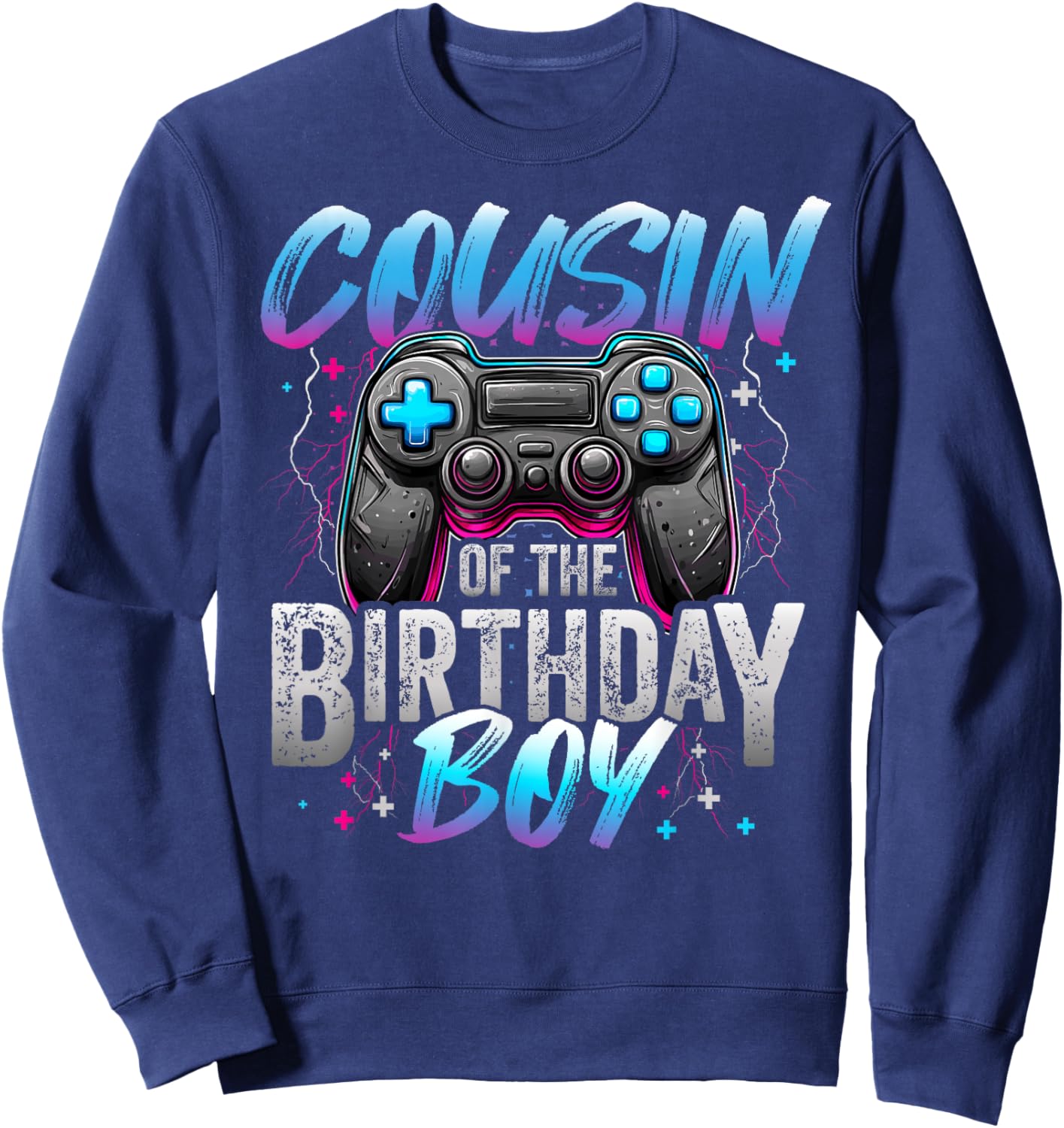Cousin of The Birthday Boy Video Gamer Matching Birthday Sweatshirt - Sweatshirt | Navy