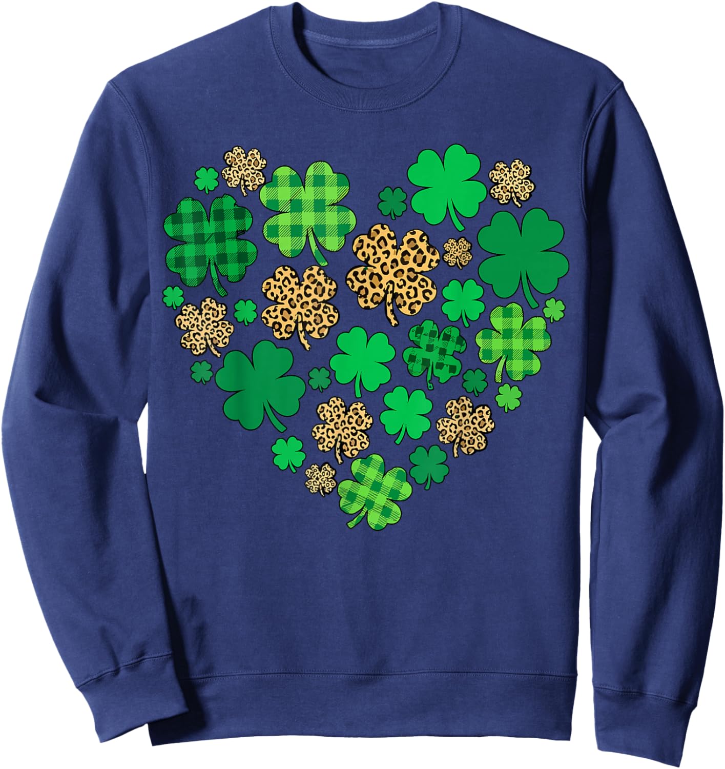 Shamrock Heart St Patricks Day Leopard Sweatshirt - Sweatshirt | Navy