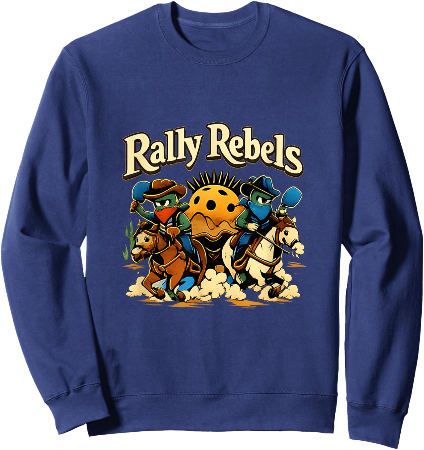 Rally Rebels Pickleball Retro Outlaw Pickles Sweatshirt - Sweatshirt | Navy