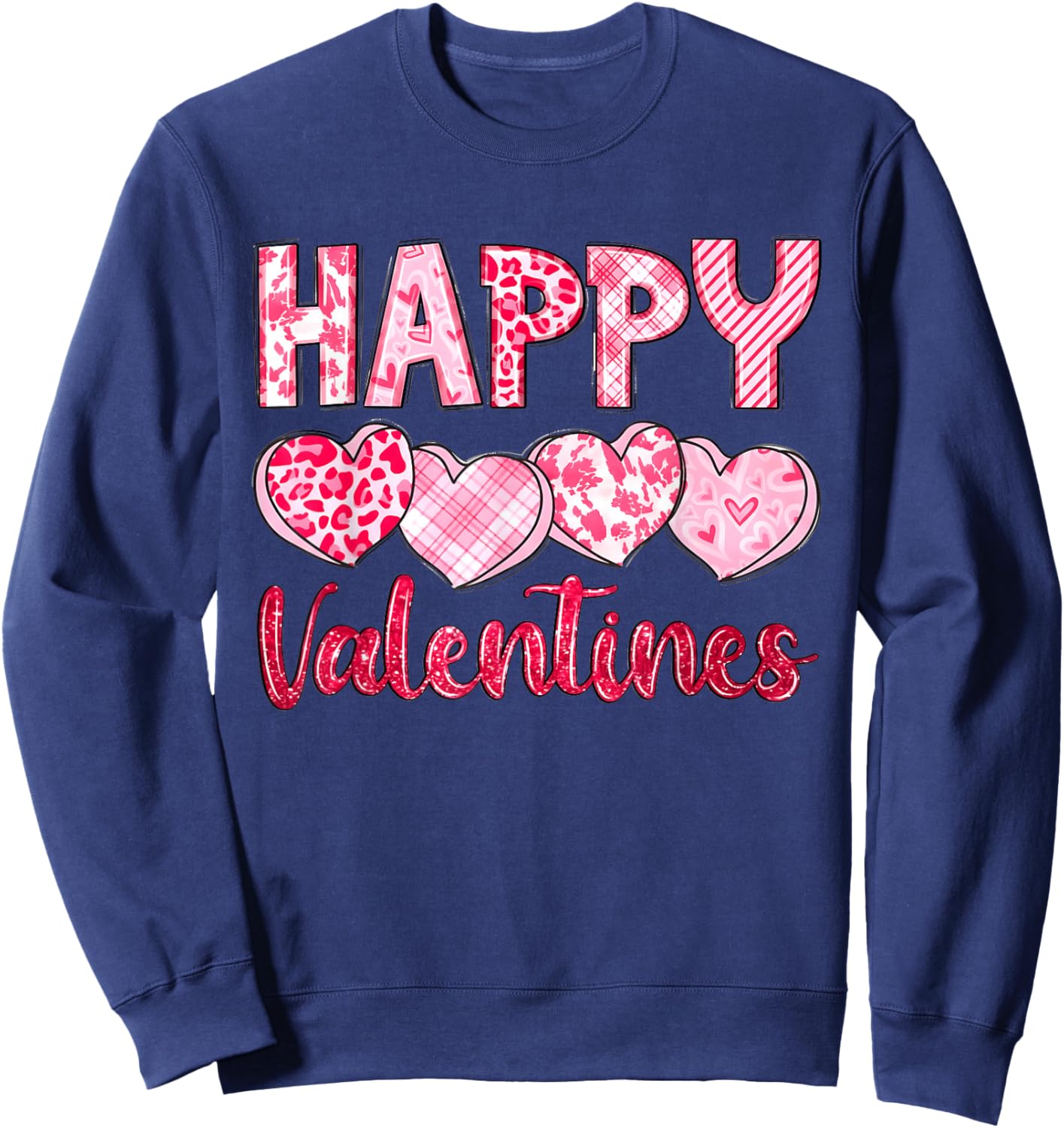 Happy Valentine Day Heart Love Women Couples Sweatshirt - Sweatshirt | Navy