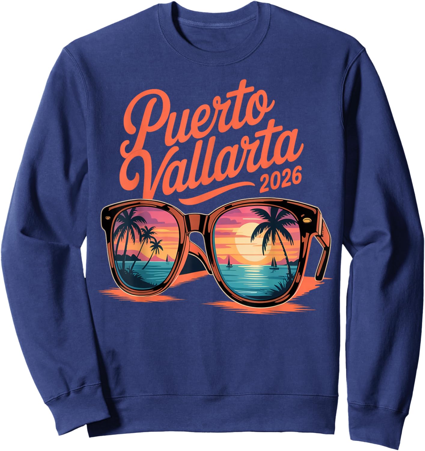 Puerto Vallarta 2026 Beach Vacation Mexico Crew Souvenirs Sweatshirt - Sweatshirt | Navy