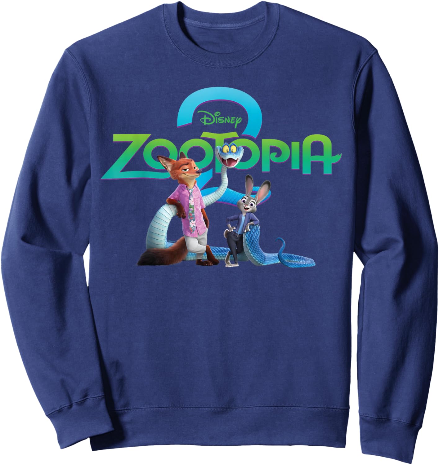 Disney Zootopia 2 Poster Art with Nick Judy Gary & Logo Sweatshirt - Sweatshirt | Navy