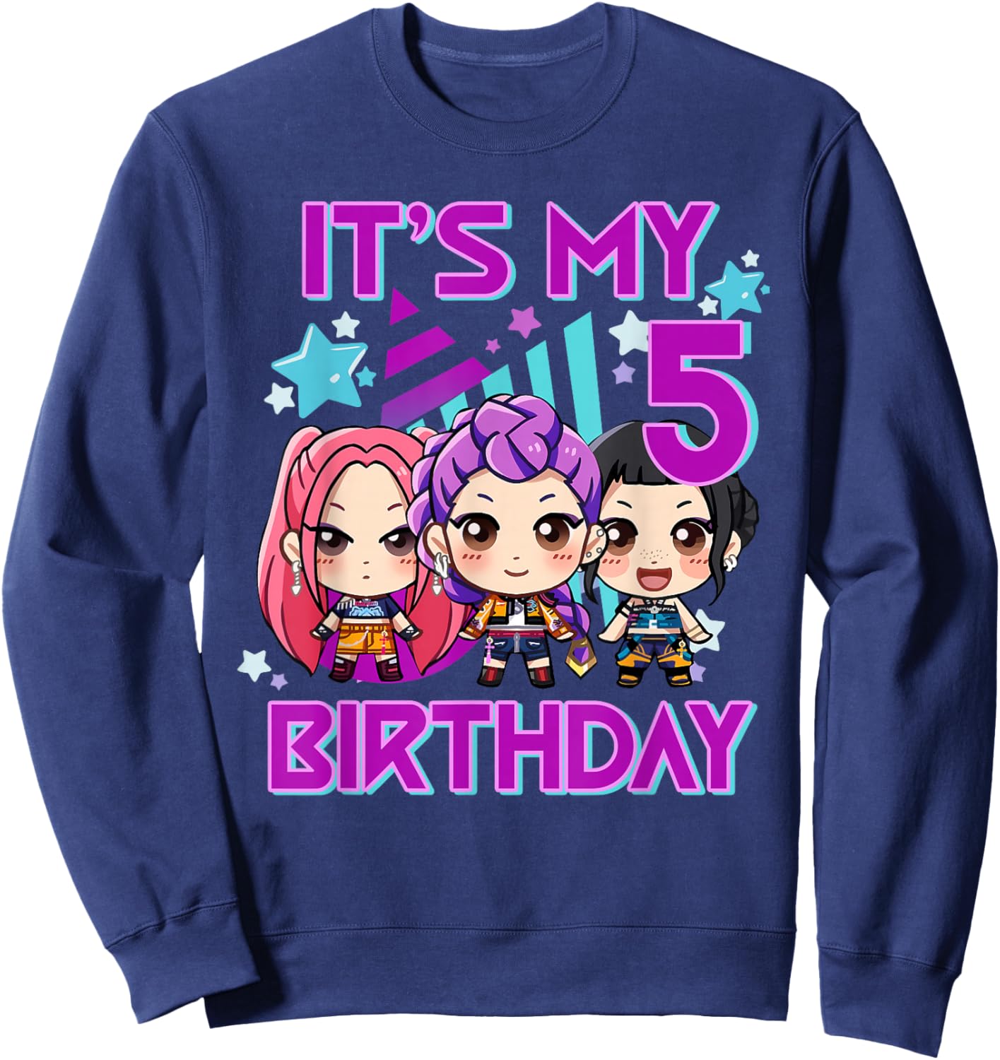 5 Years Old Birthday K pop Kids 5th Birthday Girls K-pop Sweatshirt - Sweatshirt | Navy