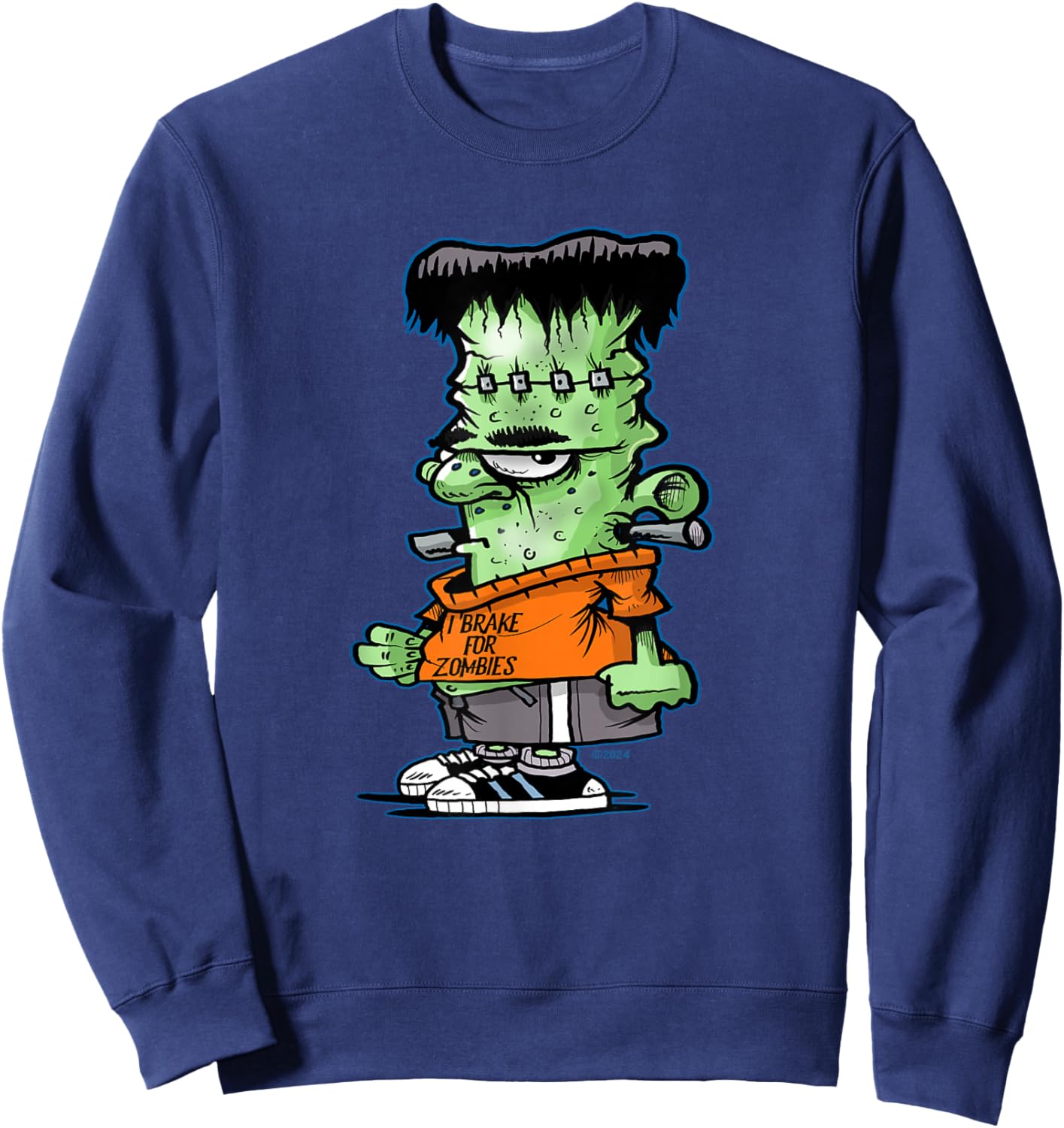 Little Frankie Stein Funny Halloween Monster Novelty Sweatshirt - Sweatshirt | Navy