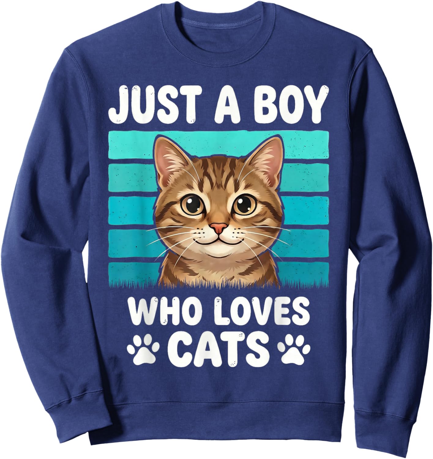 Just a Boy Who Loves Cats Funny Cat Lover Kids Boys Sweatshirt - Sweatshirt | Navy