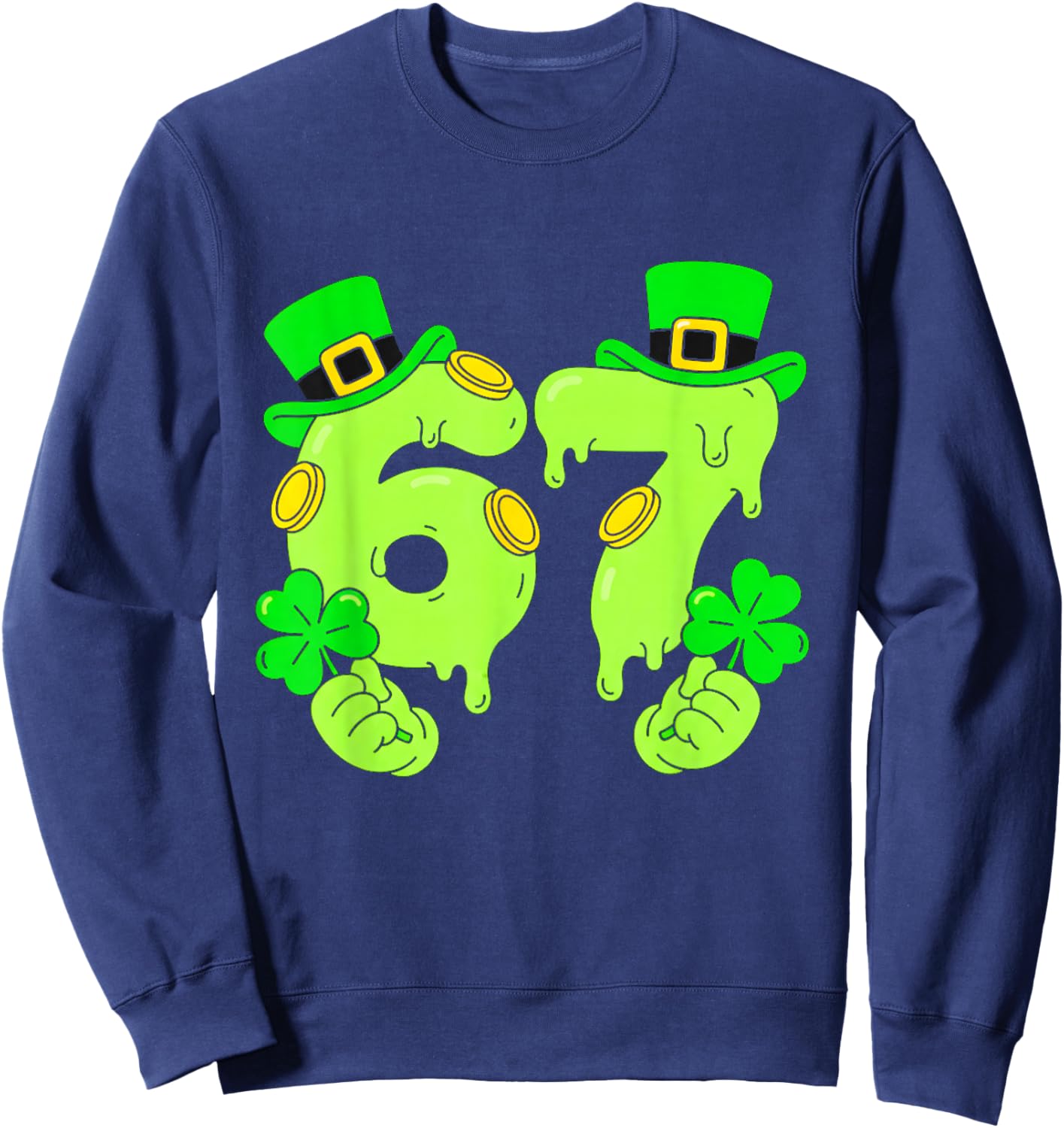 Six Seven 6 7 St Patricks Day 67 Paddys Meme Boys Kids Youth Sweatshirt - Sweatshirt | Navy