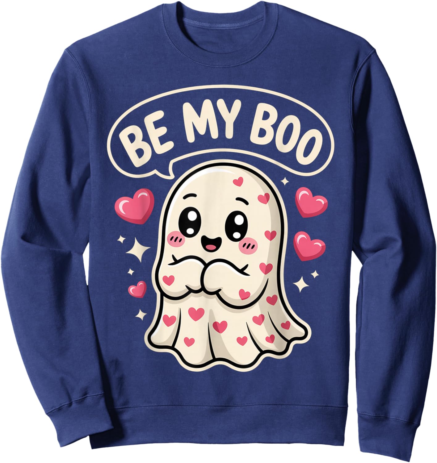 Valentine´s Day Be My Boo Cute Ghost Love Sweatshirt - Sweatshirt | Navy
