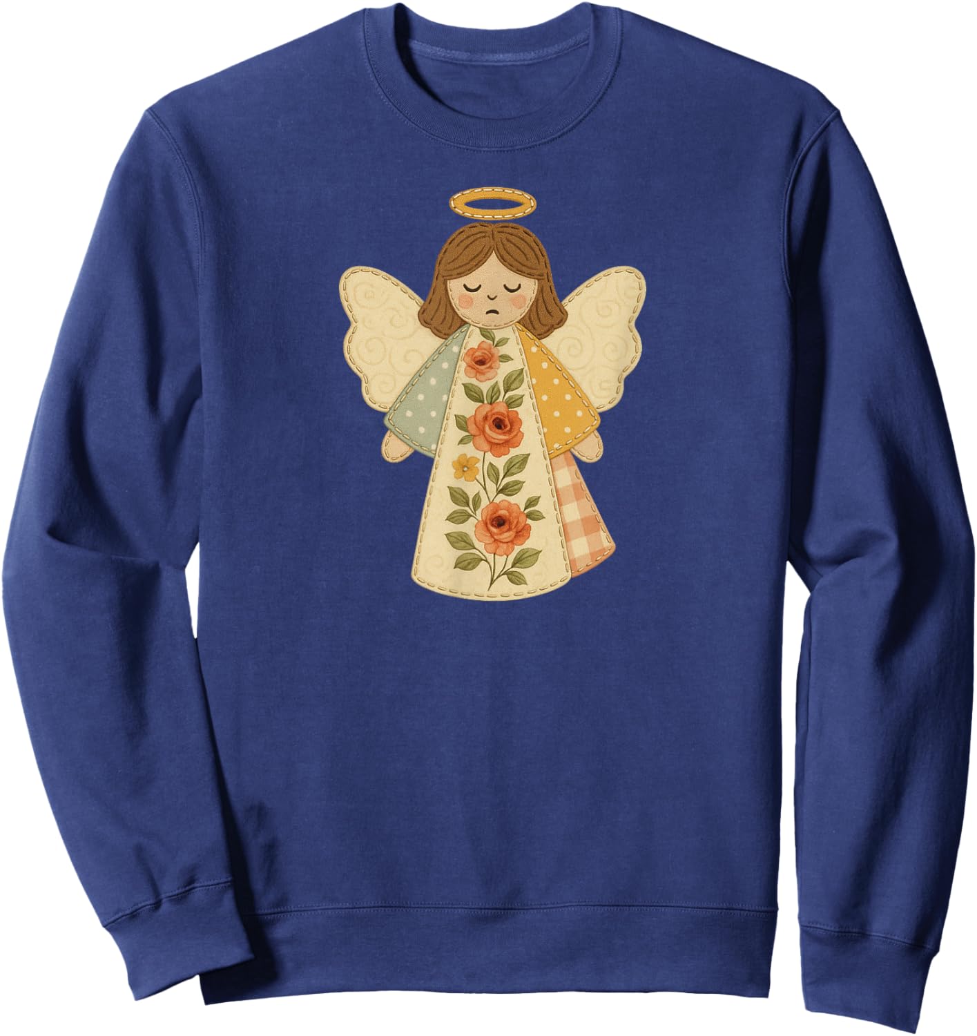 Patchwork Angel Cozy Christmas & Christian Design Sweatshirt - Sweatshirt | Navy
