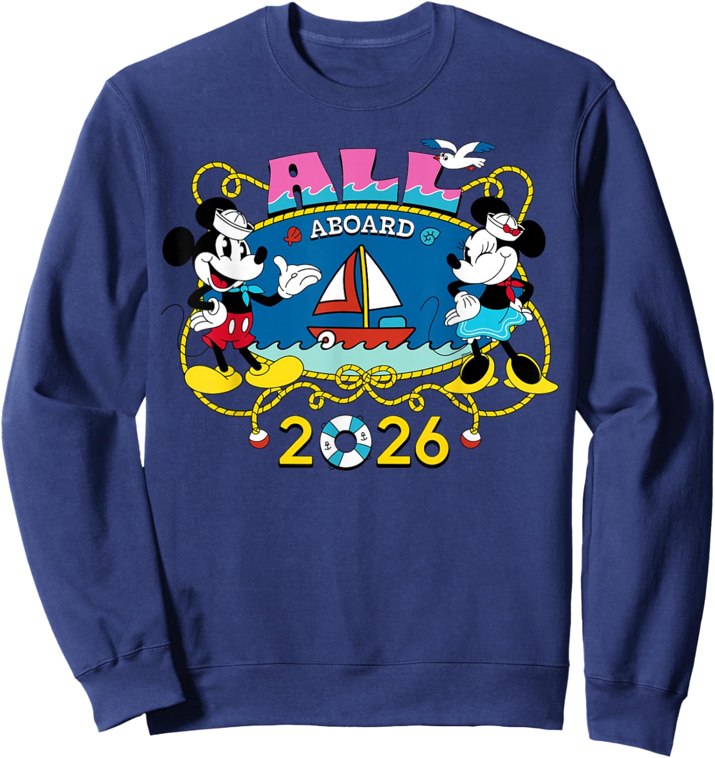Disney Cruise Family Group Vacation Matching All Aboard 2026 Sweatshirt - Sweatshirt | Navy