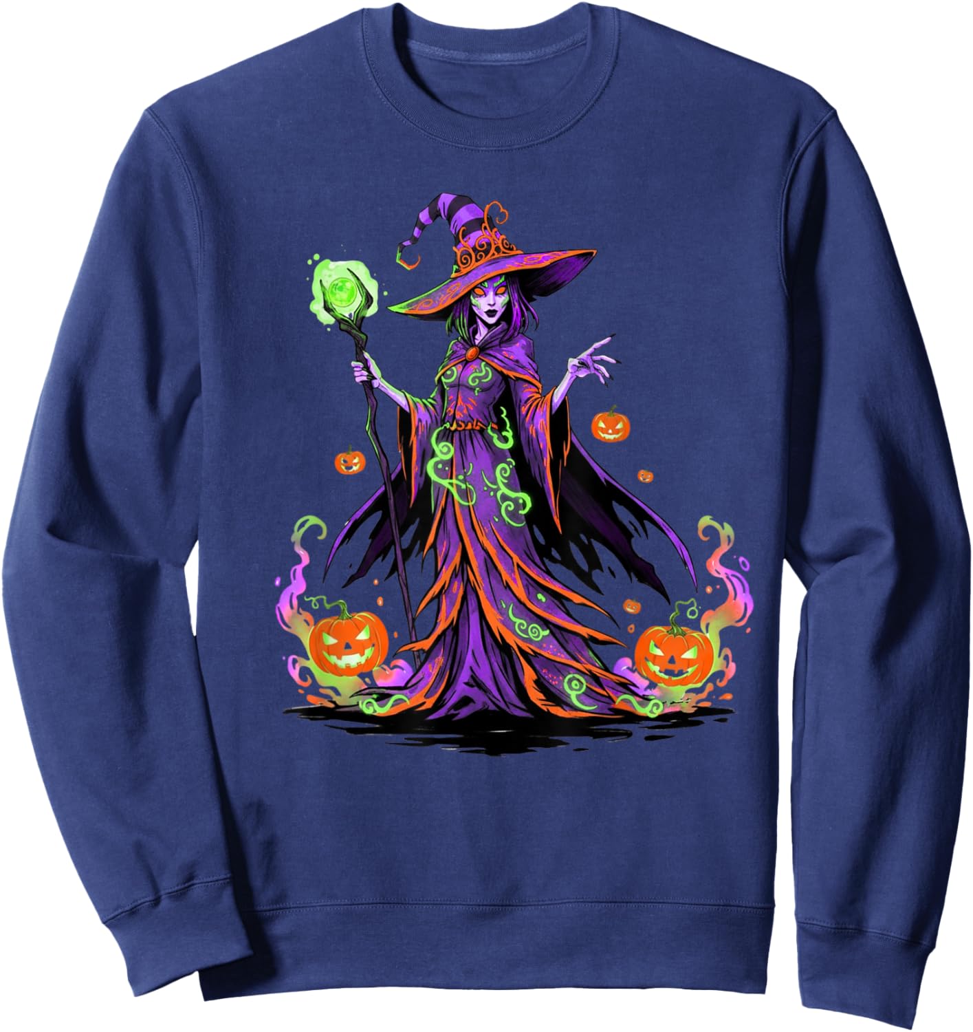 Funny Vintage Wicked Halloween Witch Design Men Women Kids Sweatshirt - Sweatshirt | Navy