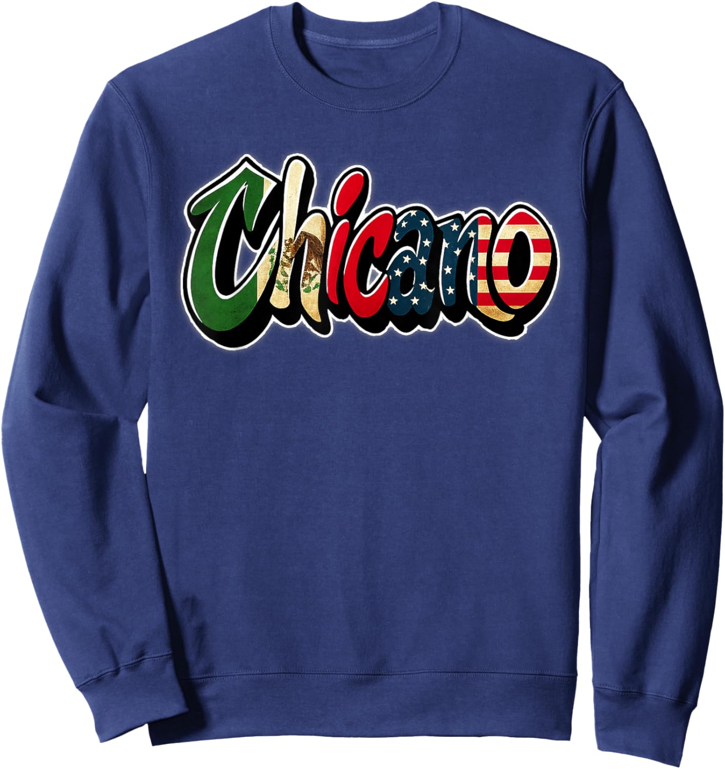 Chicano Mexican American Flag Graffiti Style Sweatshirt - Sweatshirt | Navy