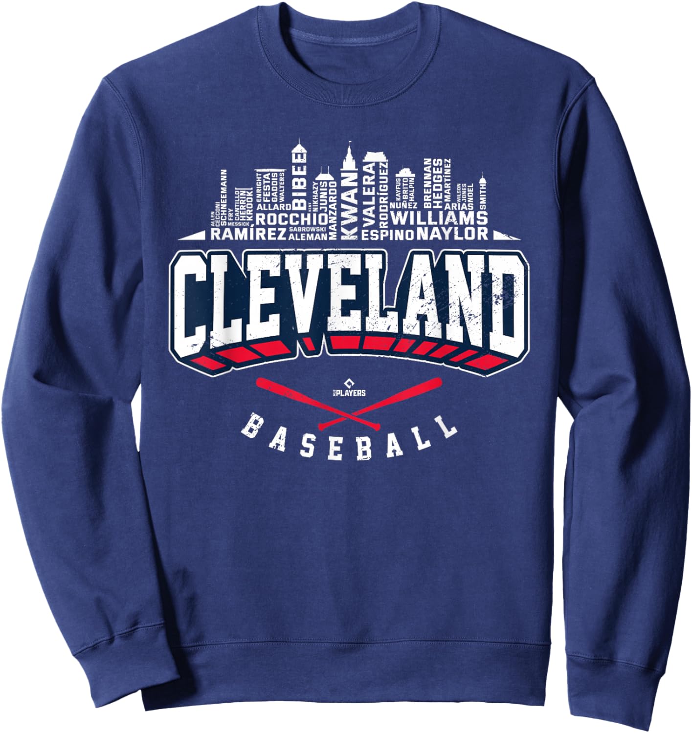 2025 Cleveland Team Skyline Word Art José Ramírez MLBPA Sweatshirt - Sweatshirt | Navy
