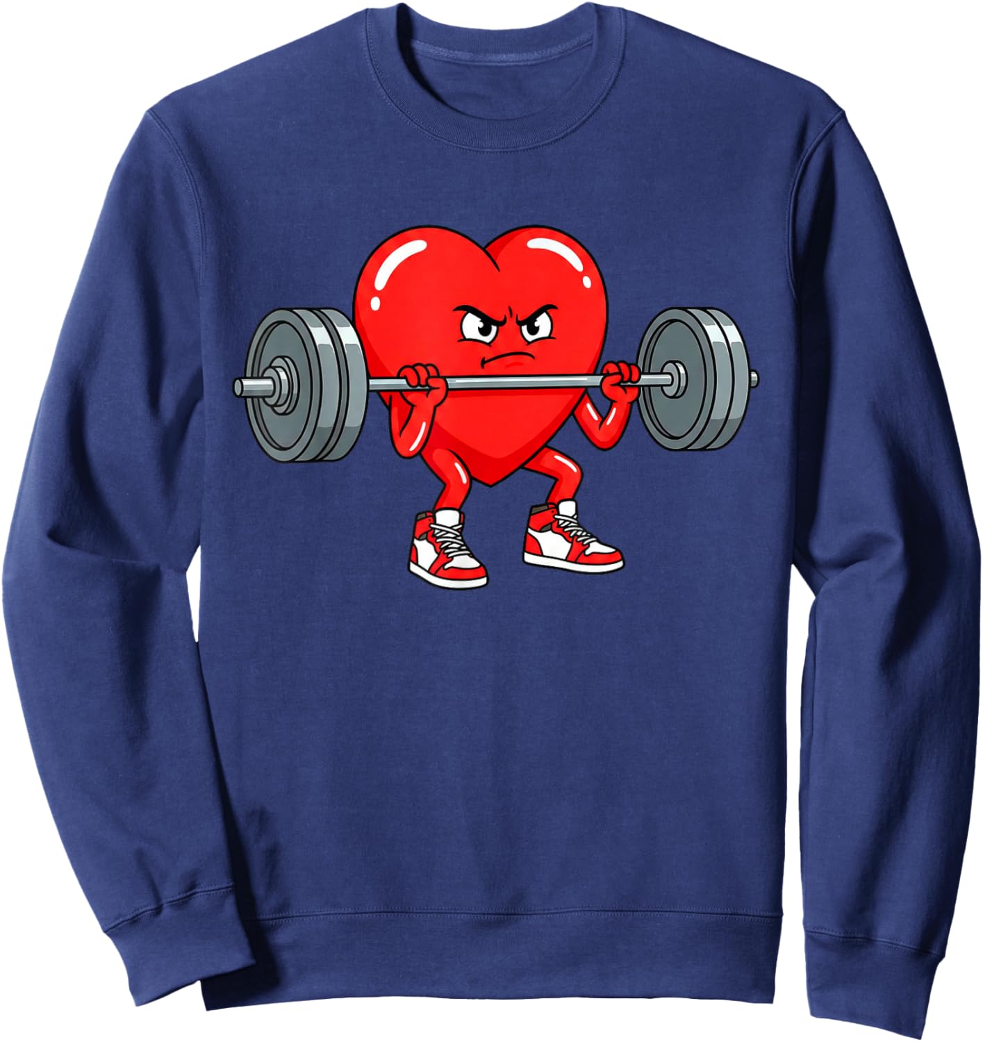 Funny Valentine Fitness Heart Weightlifting Love Gym Humor Sweatshirt - Sweatshirt | Navy