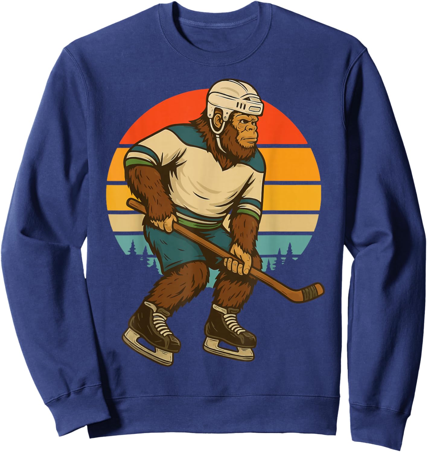 Bigfoot Ice Hockey Retro Sweatshirt - Sweatshirt | Navy