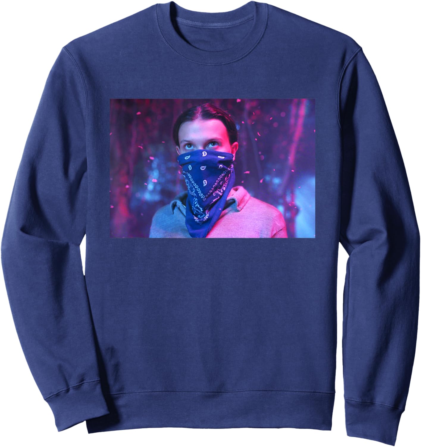 Stranger Things Season 5 Eleven I See You El Wearing Bandana Sweatshirt - Sweatshirt | Navy