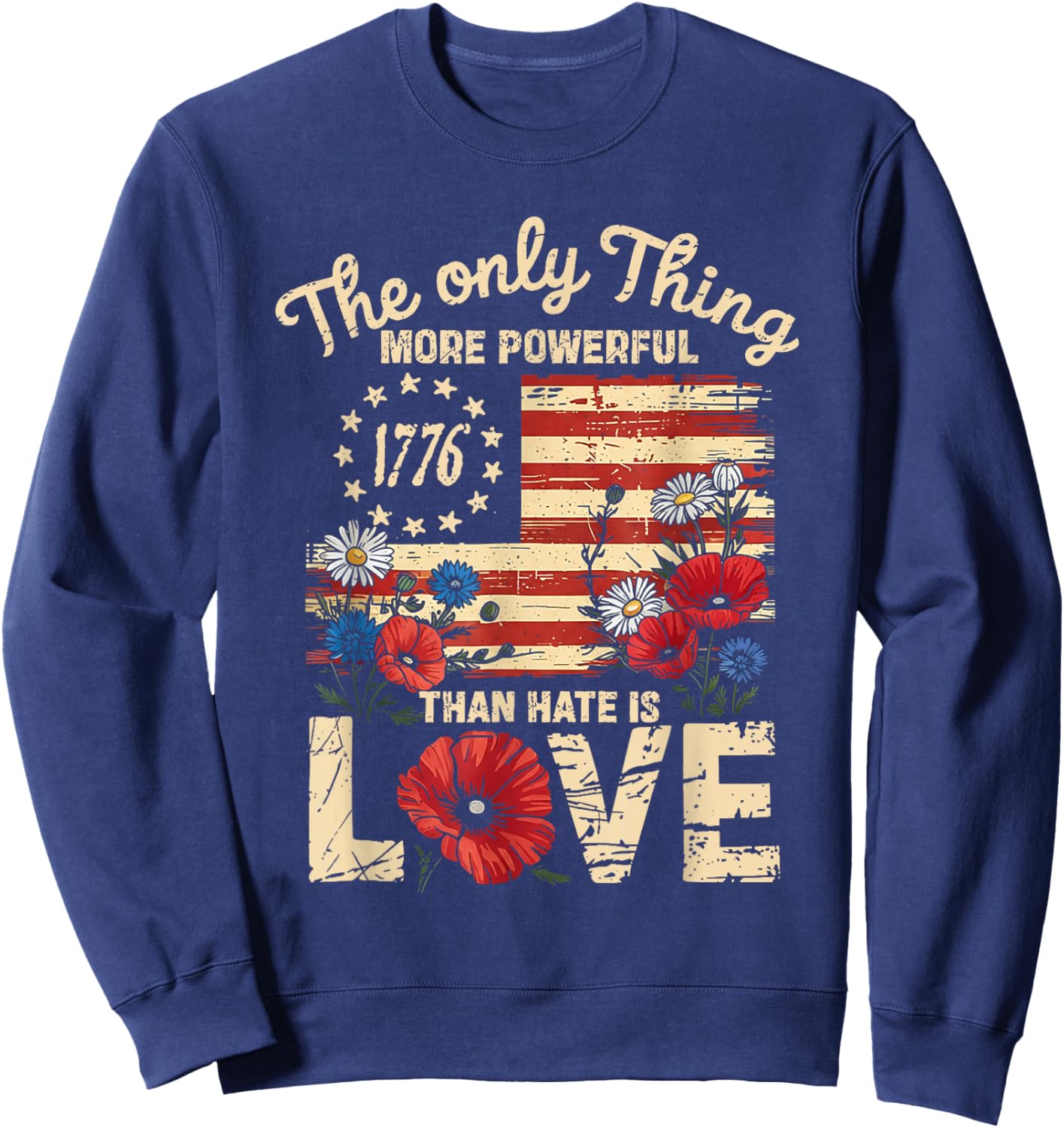 Heart Floral Sweatshirt - Sweatshirt | Navy