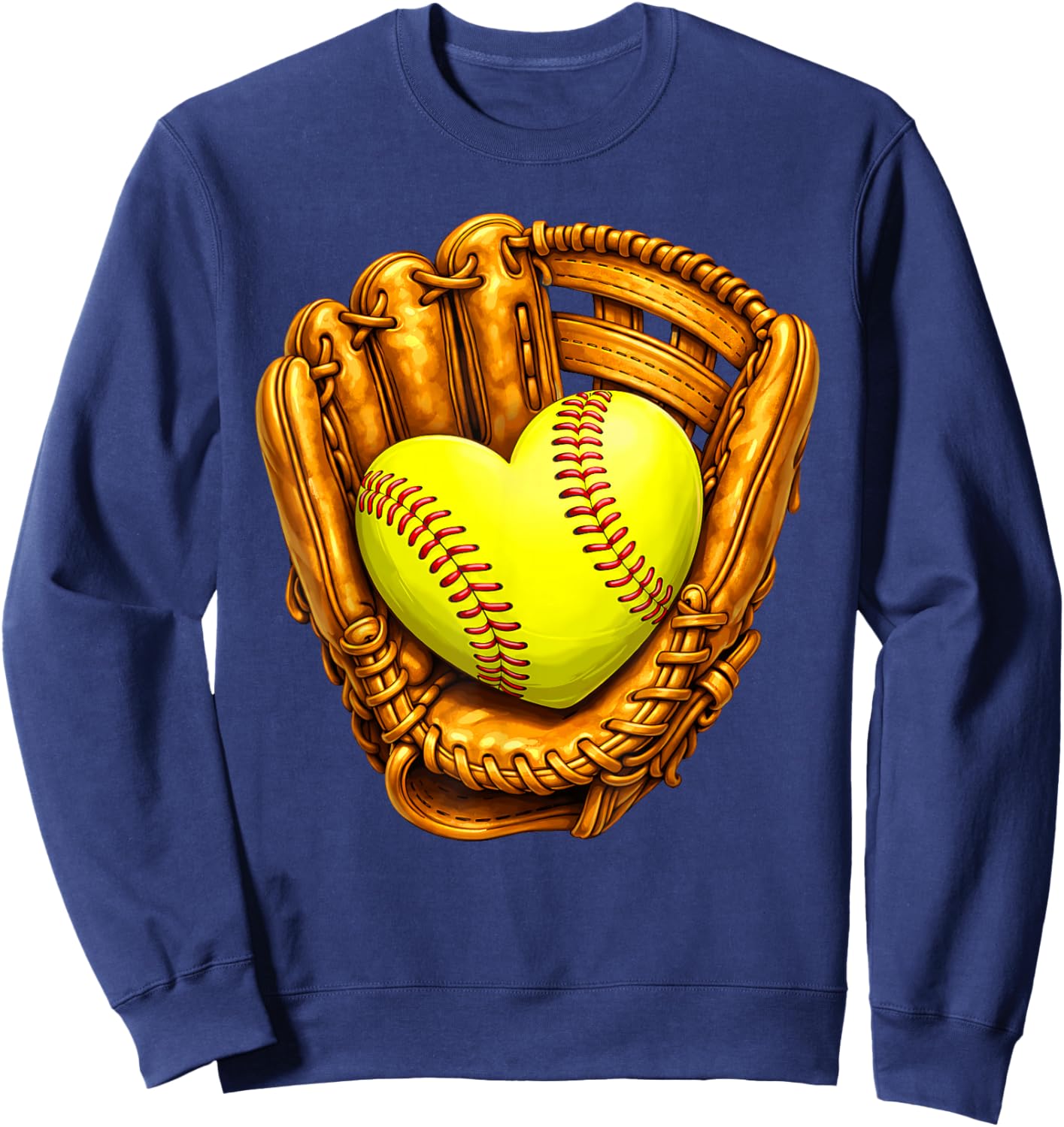 Cute Softball Heart Happy Valentines Boys Women Men Kids Sweatshirt - Sweatshirt | Navy