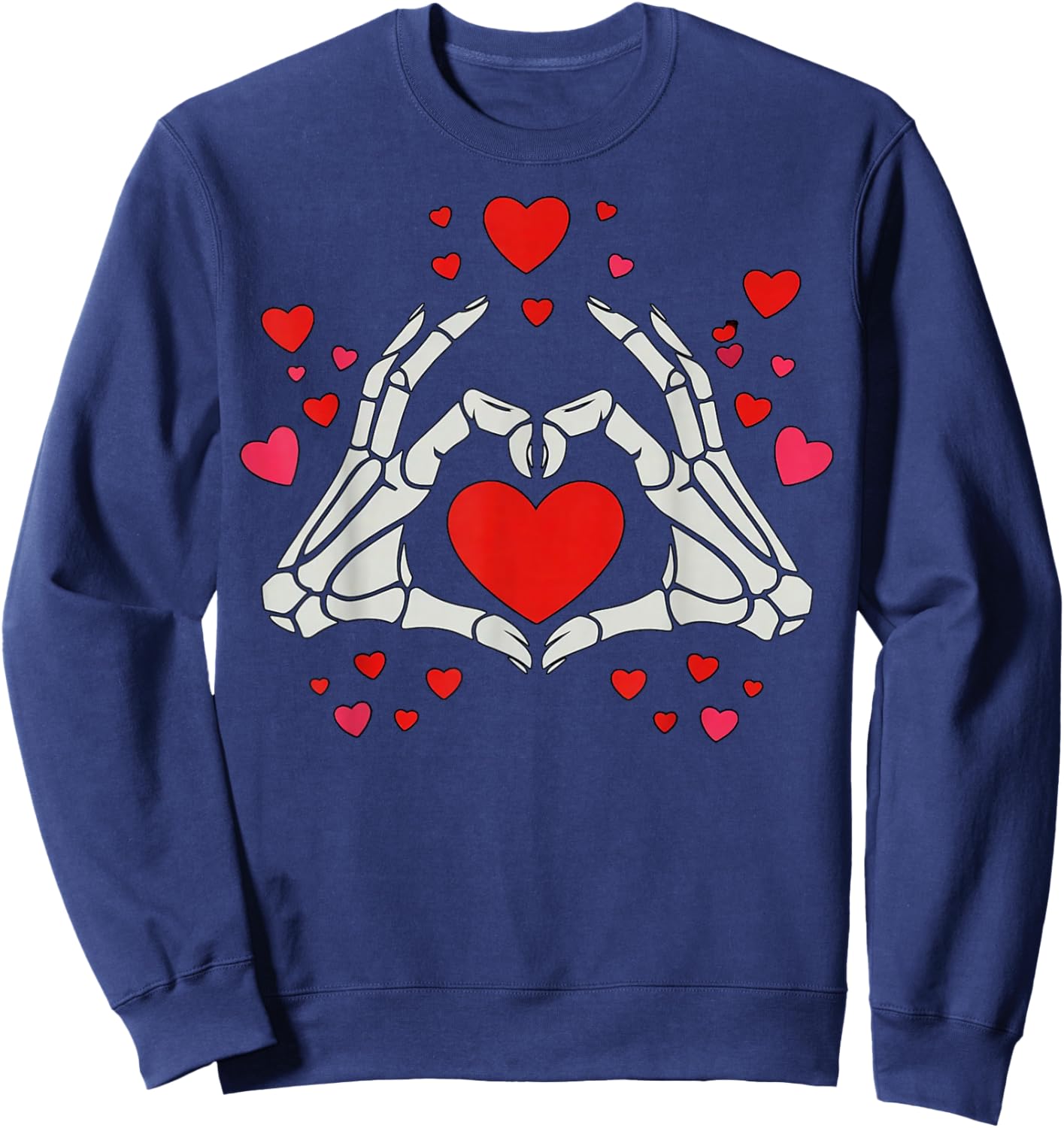 Skeleton Hands Heart Valentine Cute Love Sweatshirt - Sweatshirt | Navy