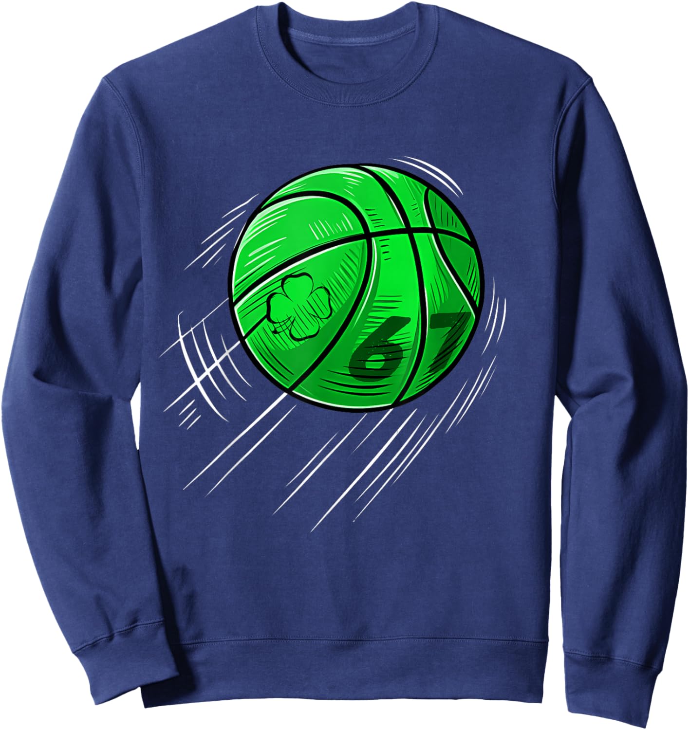 St Patricks Day 67 Shamrock Lucky Basketball Irish Boys Men Sweatshirt - Sweatshirt | Navy