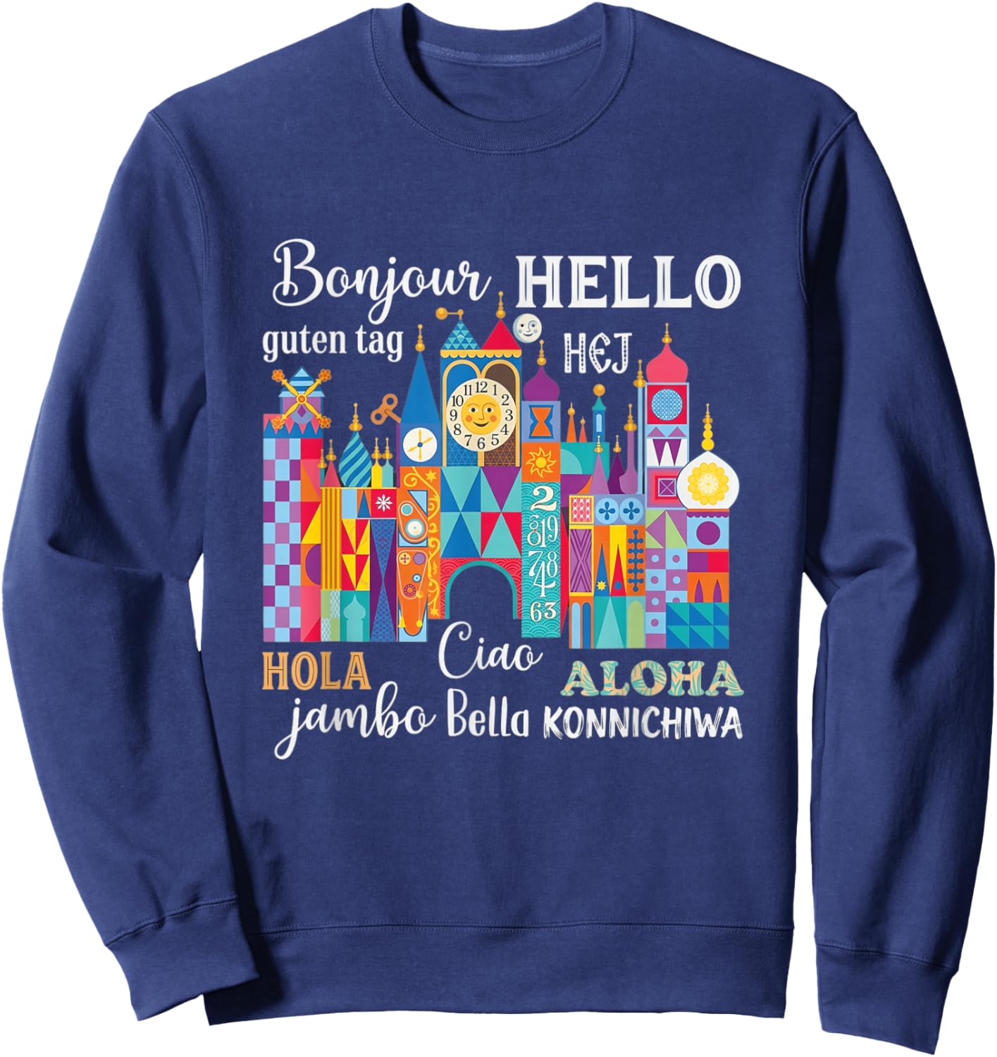 International Hello Heart Multilingual Traveler Graphic Sweatshirt - Sweatshirt | Navy