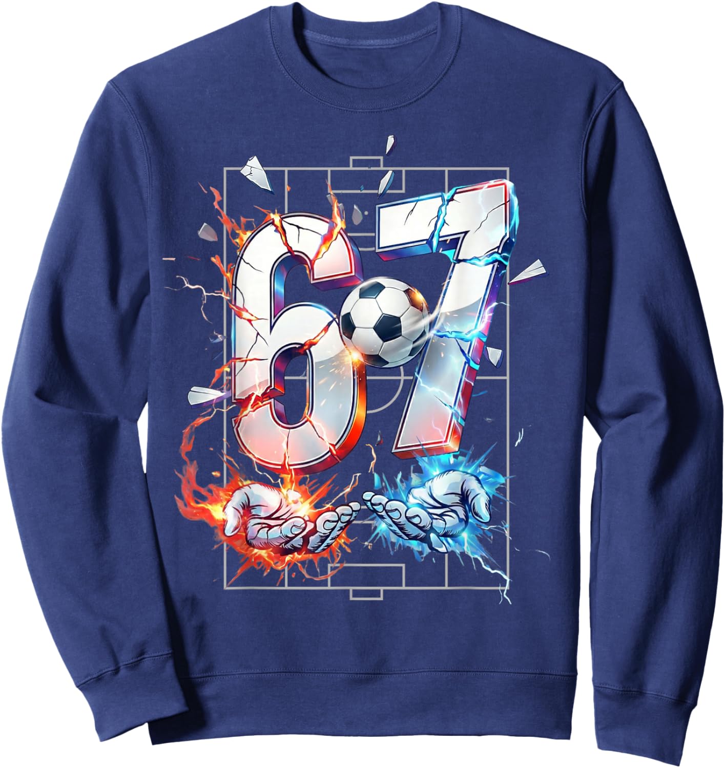67 Soccer Six Seven Soccer 6 7 Kids Boys Girls Funny Sweatshirt - Sweatshirt | Navy