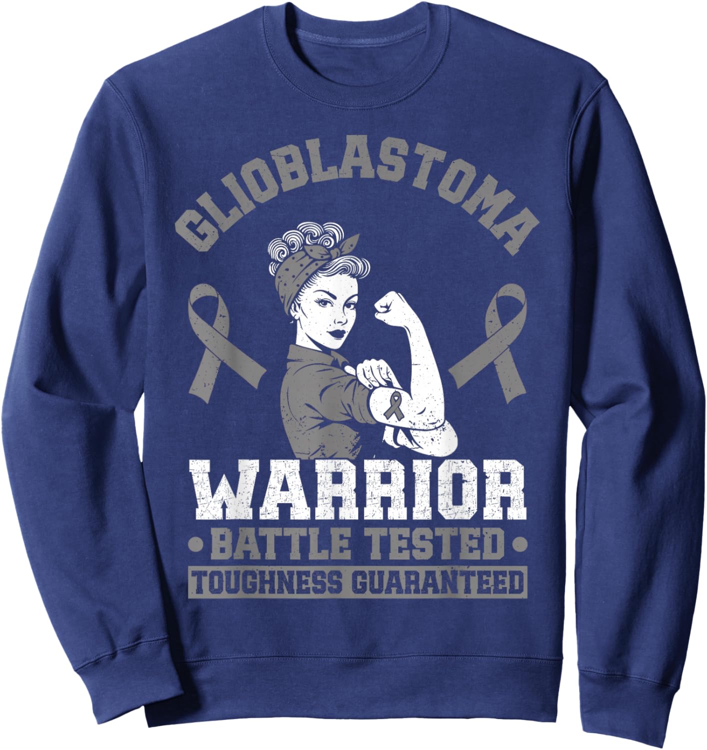 Glioblastoma Warrior GBM Awareness Funny Glioblastoma Sweatshirt - Sweatshirt | Navy