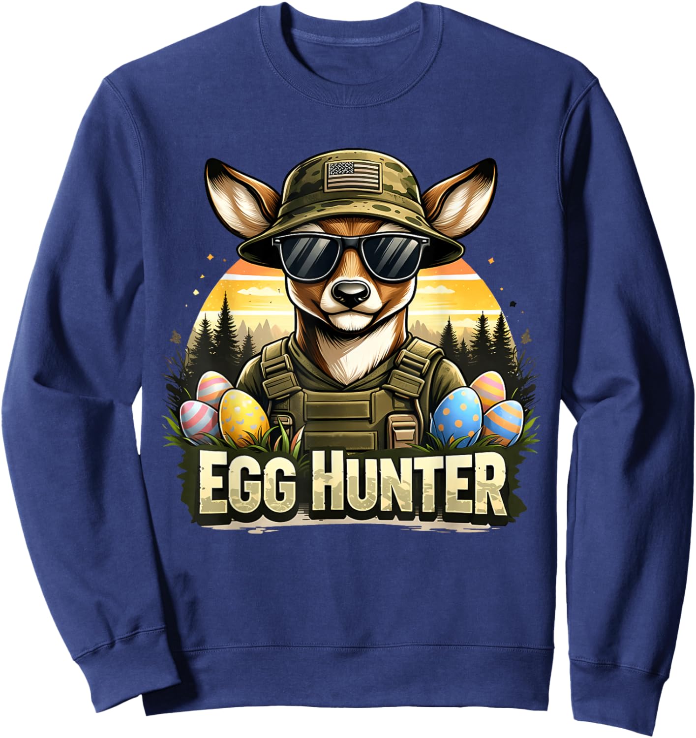 Kids Boy Easter Egg Hunter Deer Hunting Easter Kids Boy Sweatshirt - Sweatshirt | Navy