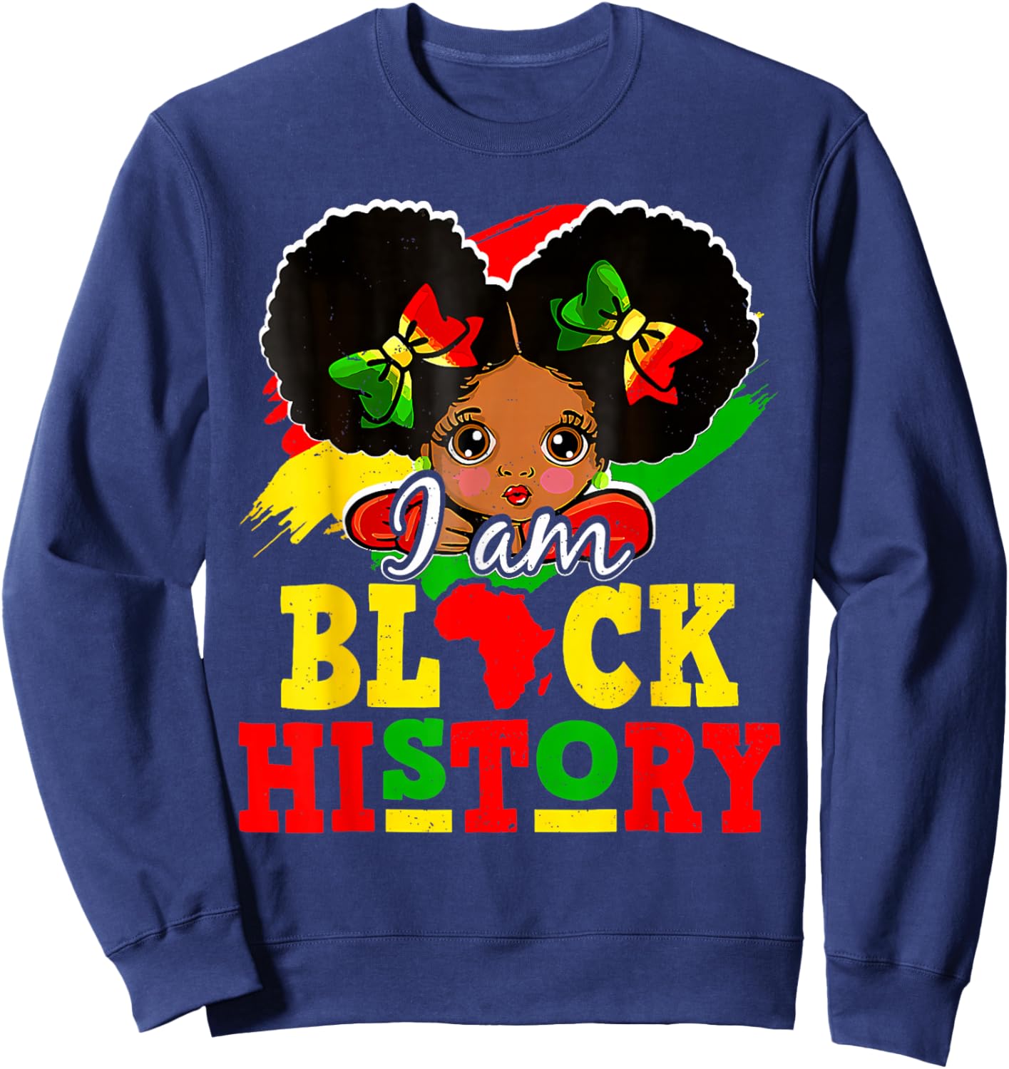 I Am Black History Month African American for Girls Kids Sweatshirt - Sweatshirt | Navy