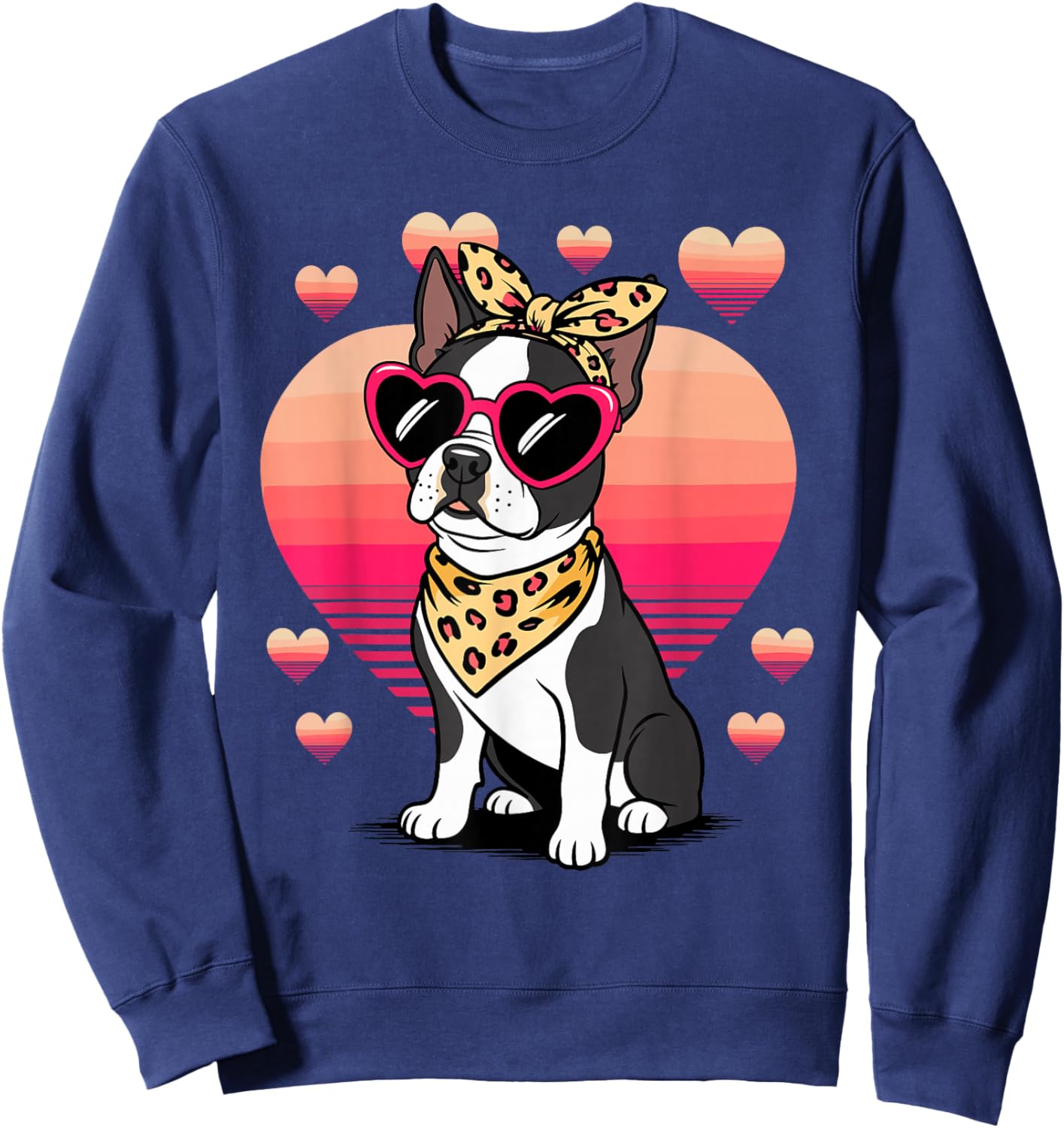 Boston Terrier Valentines Day Sweatshirt - Sweatshirt | Navy
