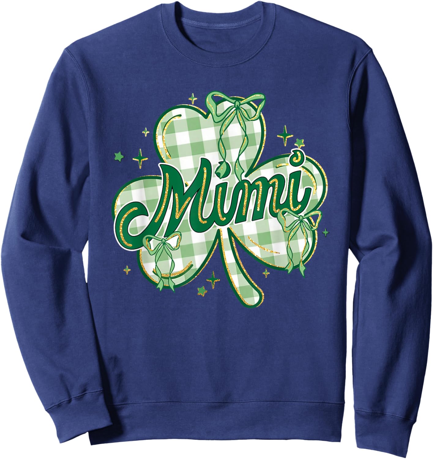 Lucky Mimi St Patricks Day Grandma Coquette Bow Shamrock Sweatshirt - Sweatshirt | Navy