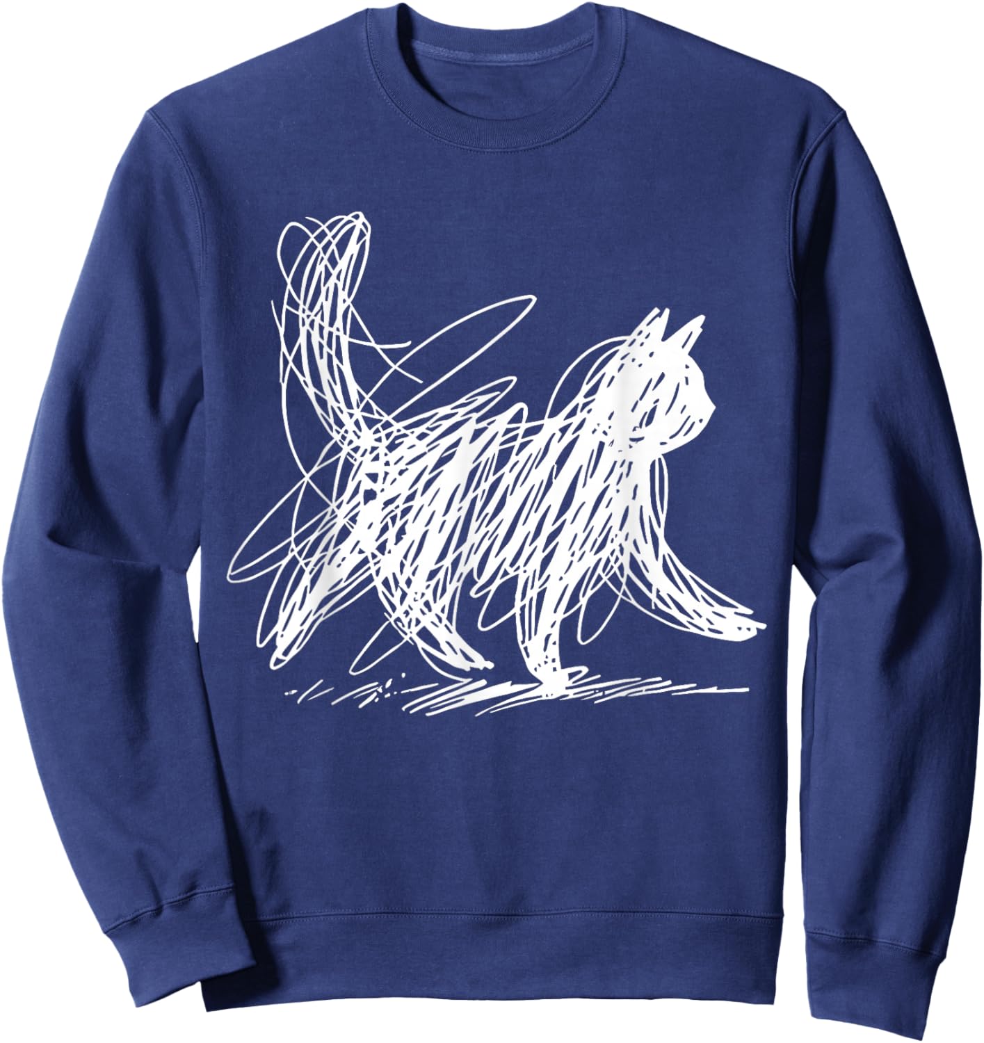 Minimalist Cat Art Sweatshirt - Sweatshirt | Navy