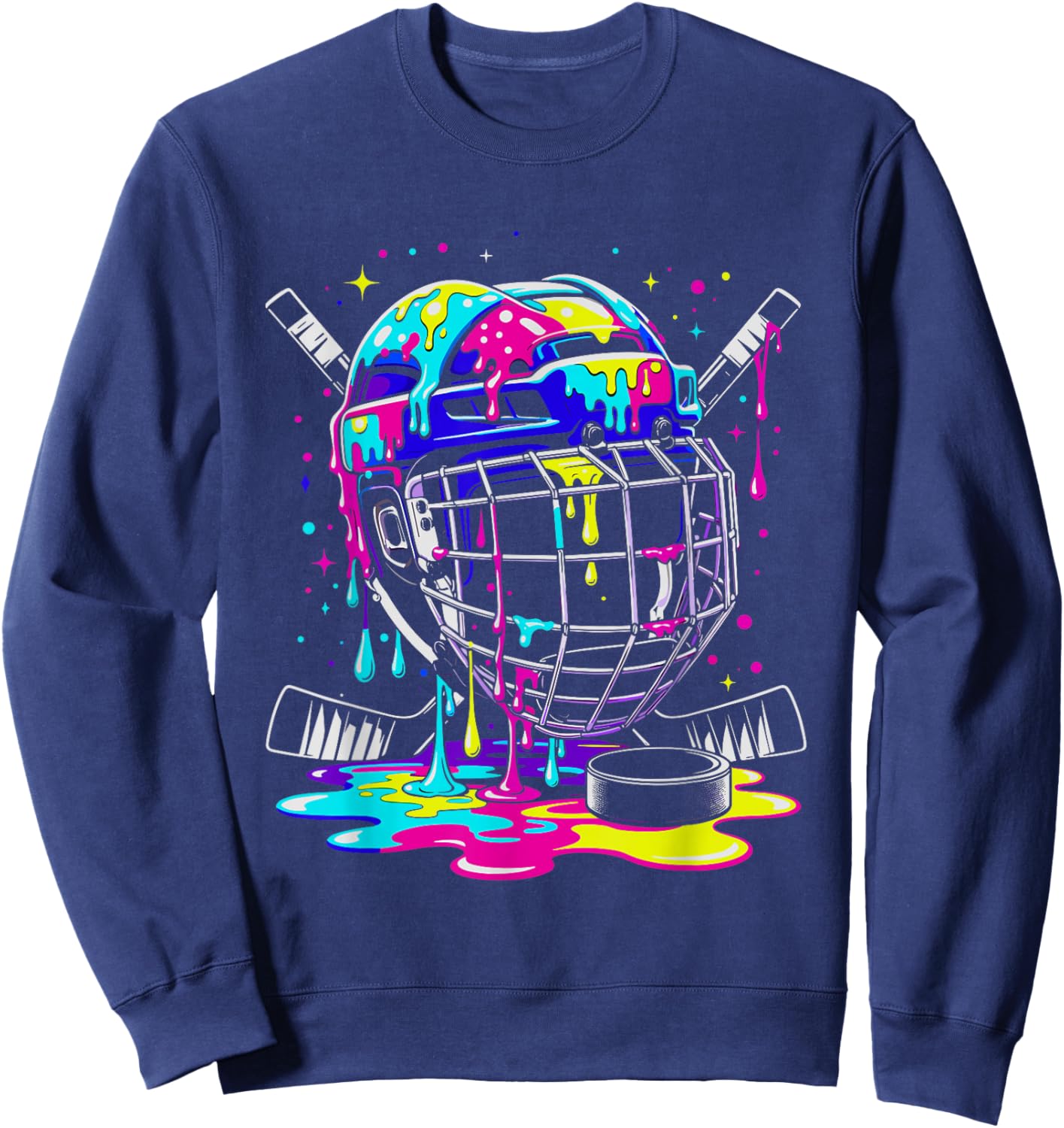 Ice Cream Dripping Hockey Drip Boys Youth Ice Hockey Sweatshirt - Sweatshirt | Navy