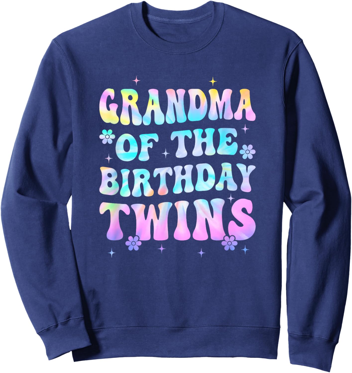Grandma of The Birthday Twins Girls Kids Party Retro Bday Sweatshirt - Sweatshirt | Navy