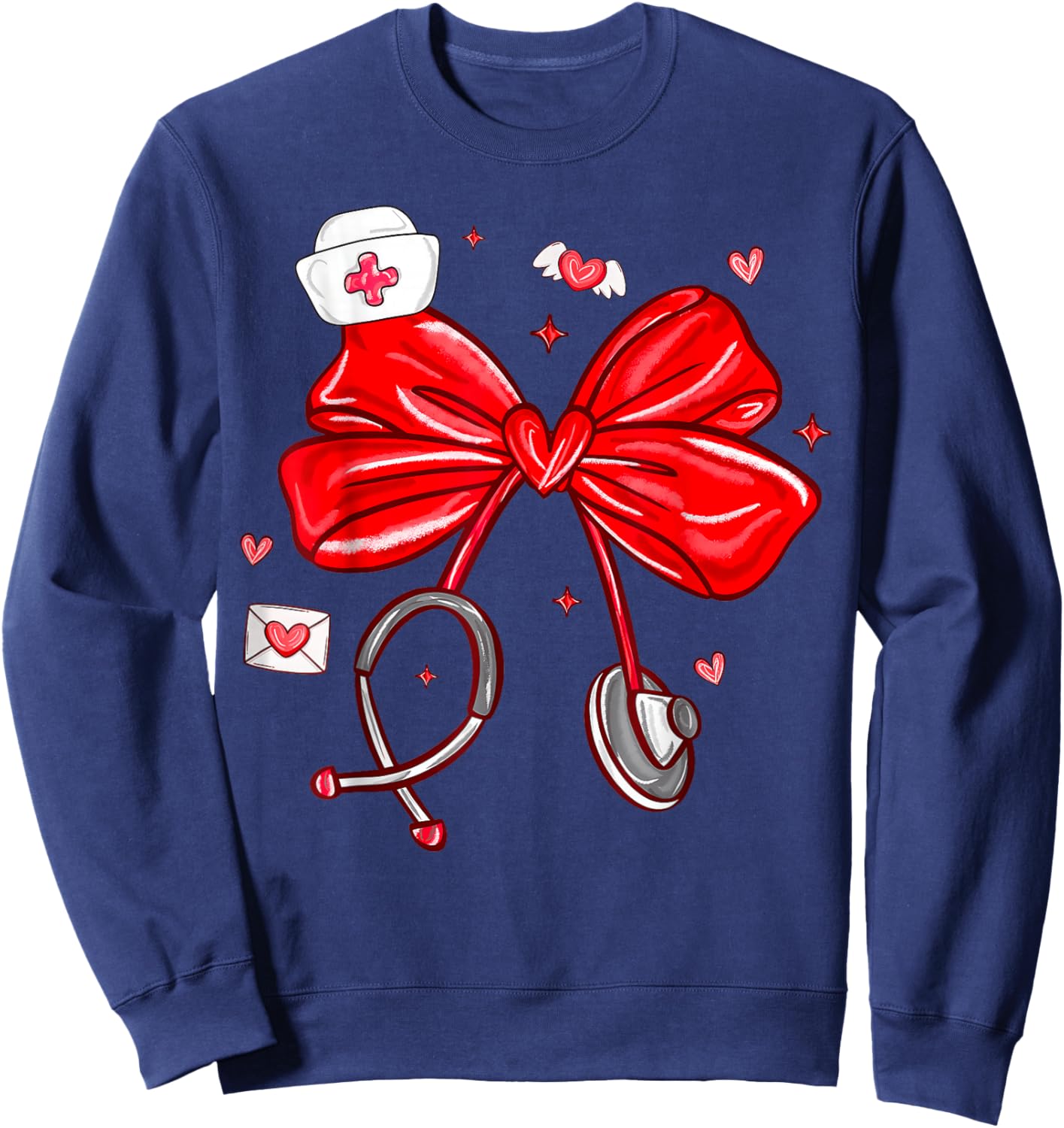Preppy Nurse Valentine Sweatshirt - Sweatshirt | Navy