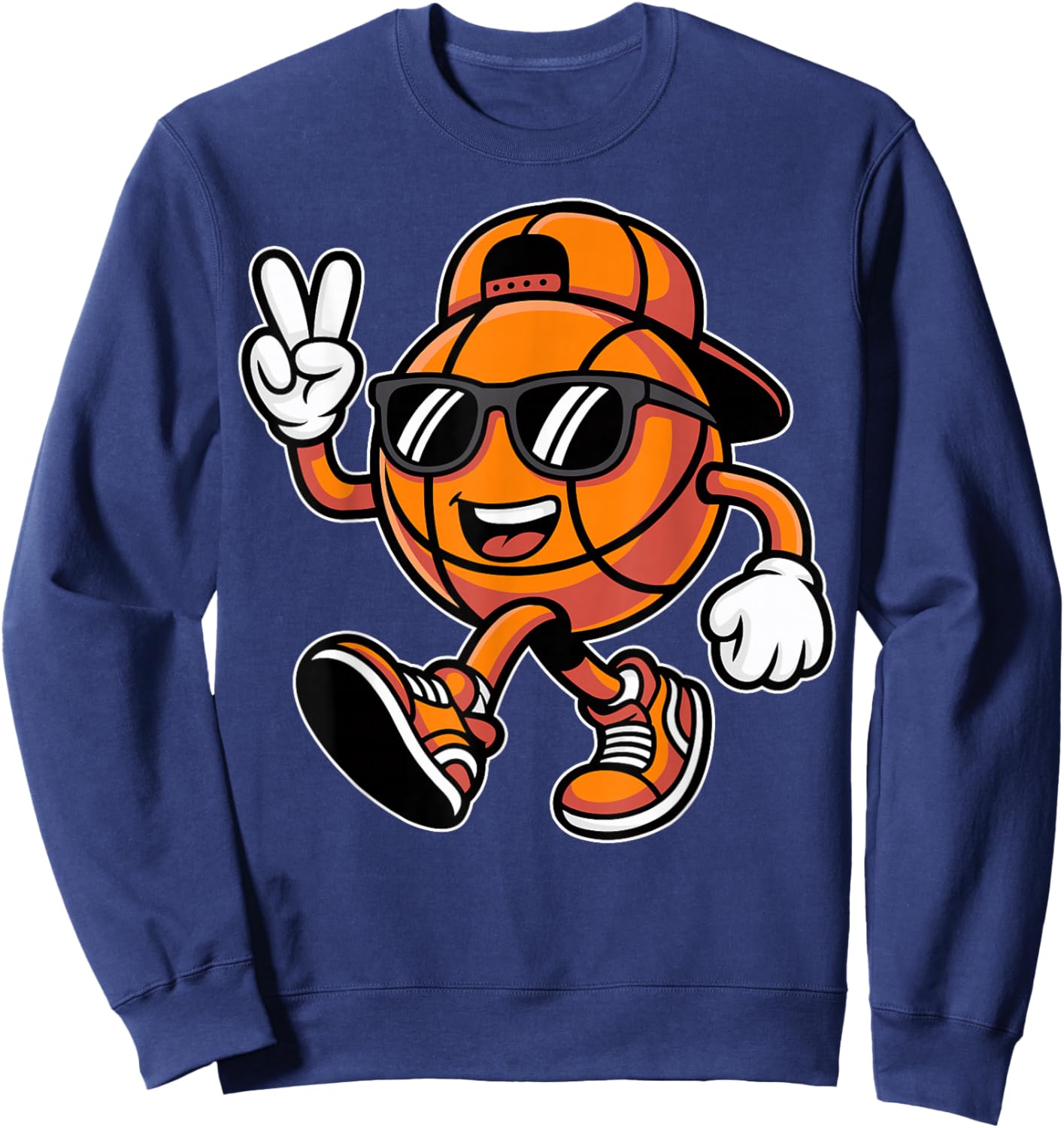 Basketball with Sunglasses Funny Boys Men Basketball Lover Sweatshirt - Sweatshirt | Navy