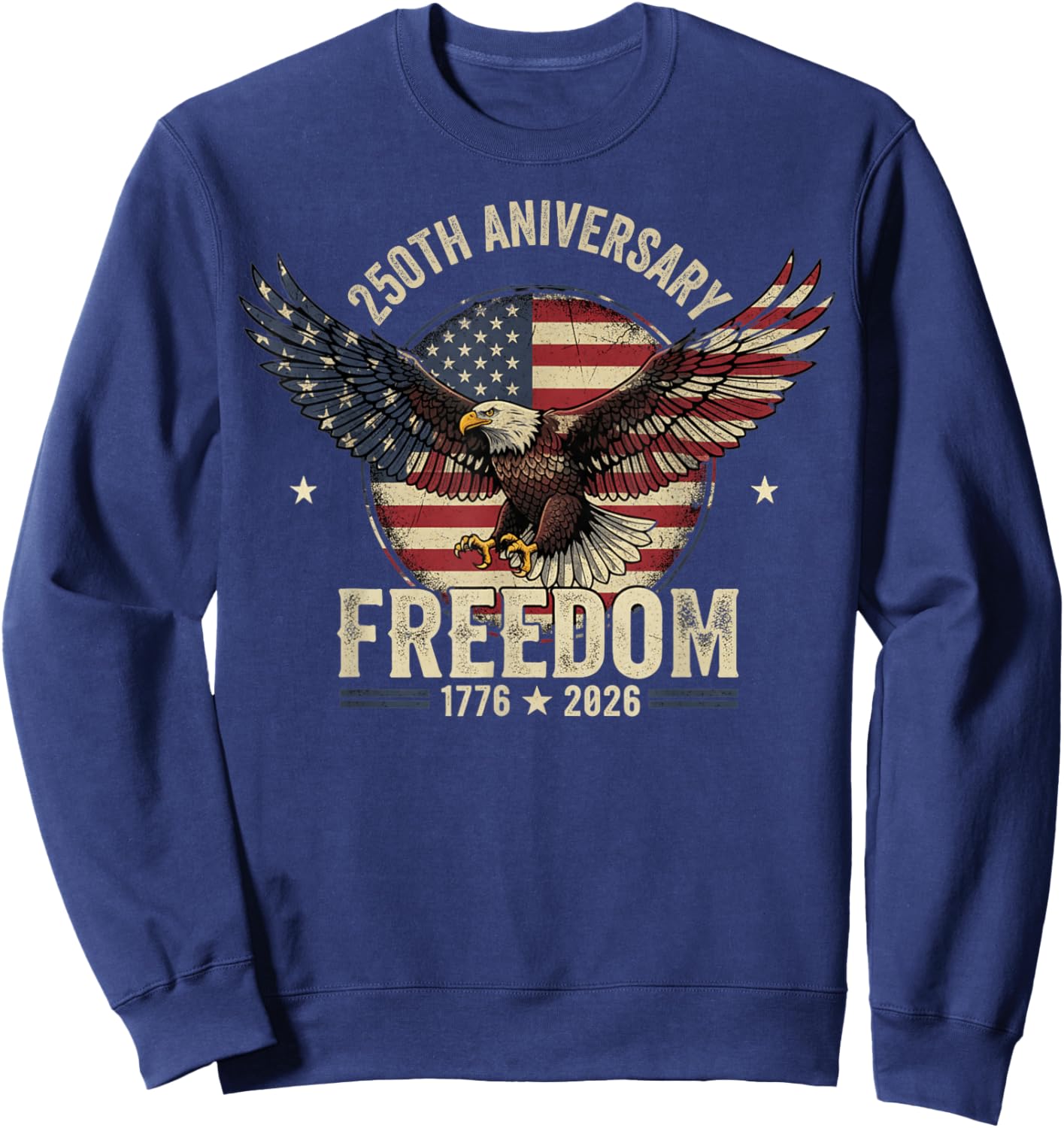 4th of July American Flag Patriotic USA 2026 Sweatshirt - Sweatshirt | Navy