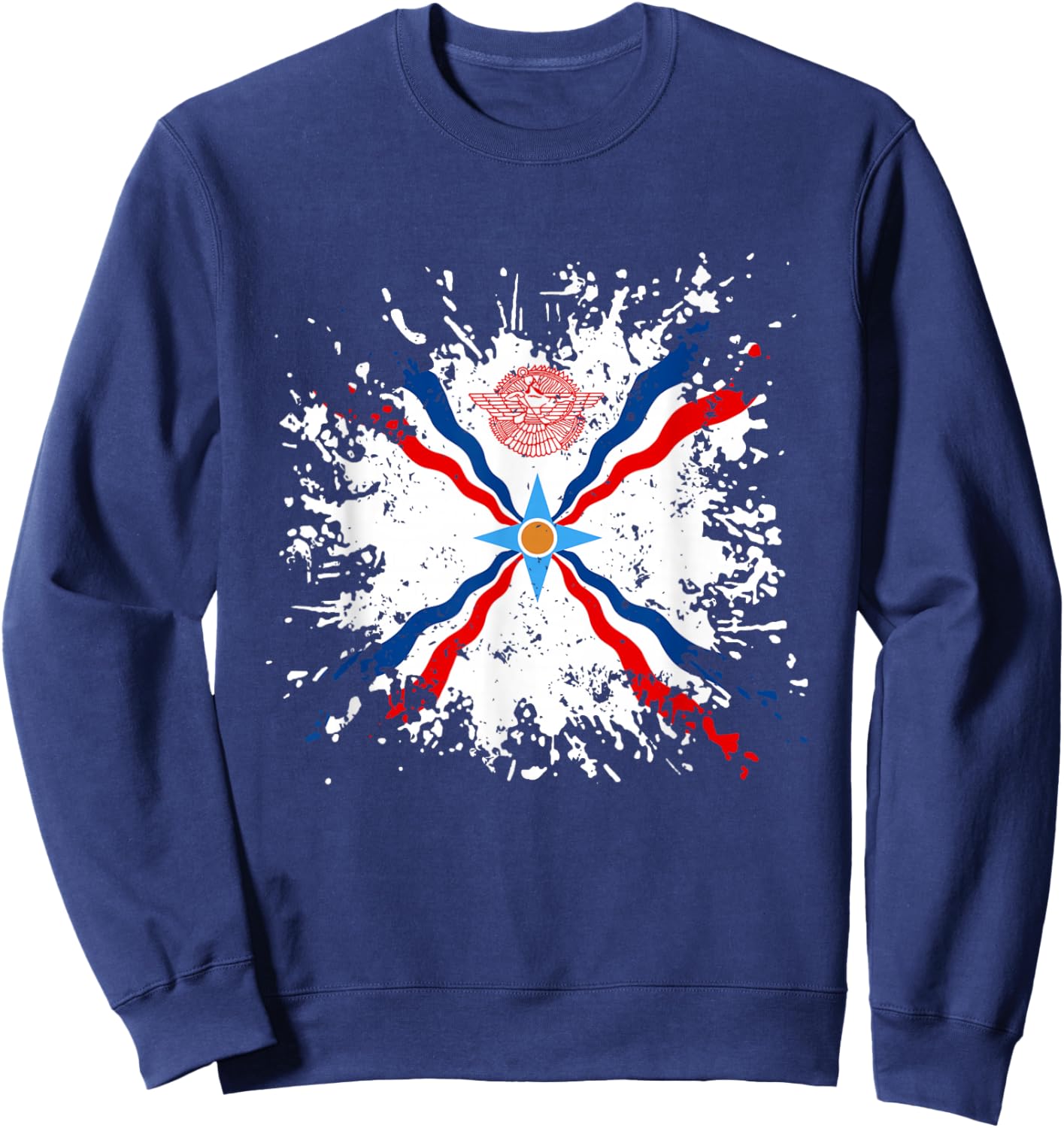 Assyrian Ashur Flag,Ashur Emblem,Suryoyo Syriac,Syria,Iraq Sweatshirt - Sweatshirt | Navy