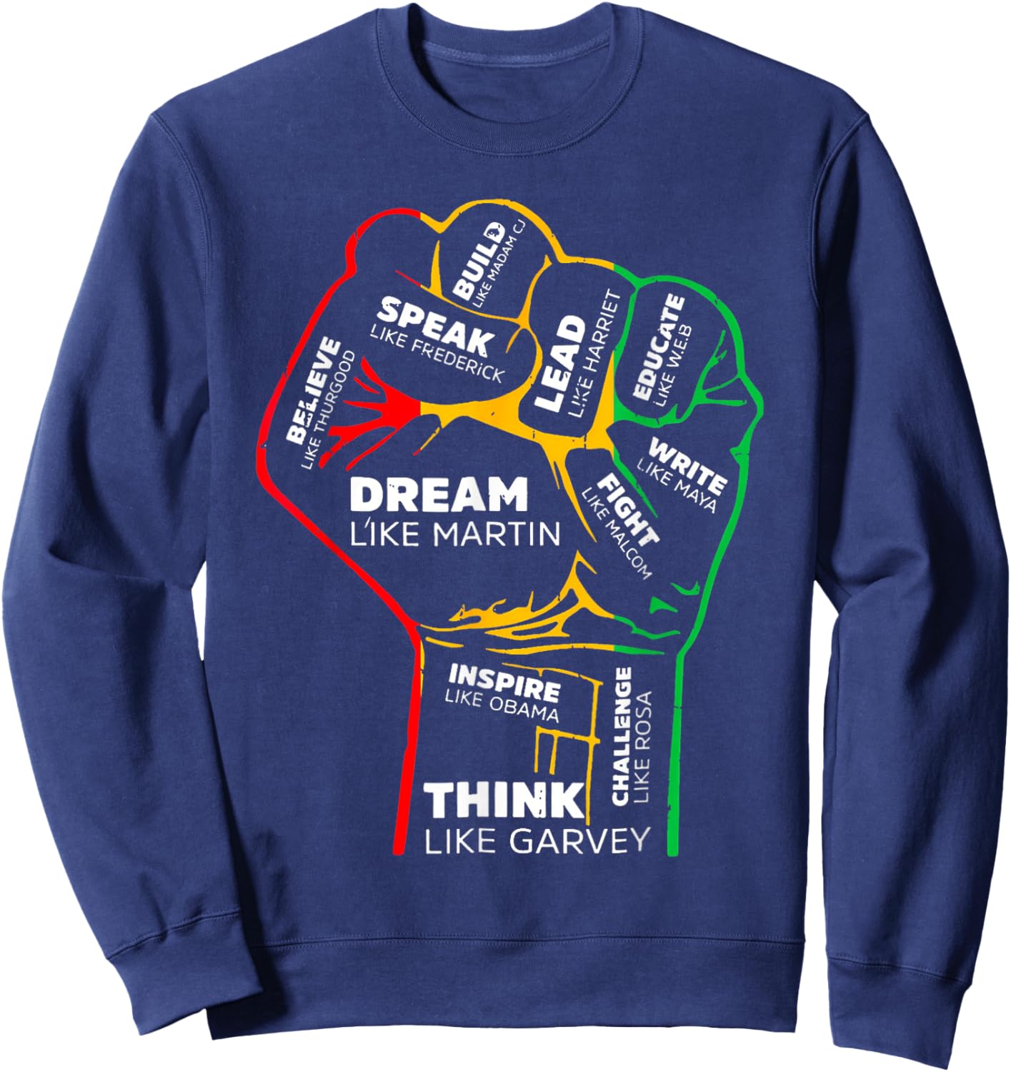 Power Fist Hand Shirt Insing Black Black History Sweatshirt - Sweatshirt | Navy