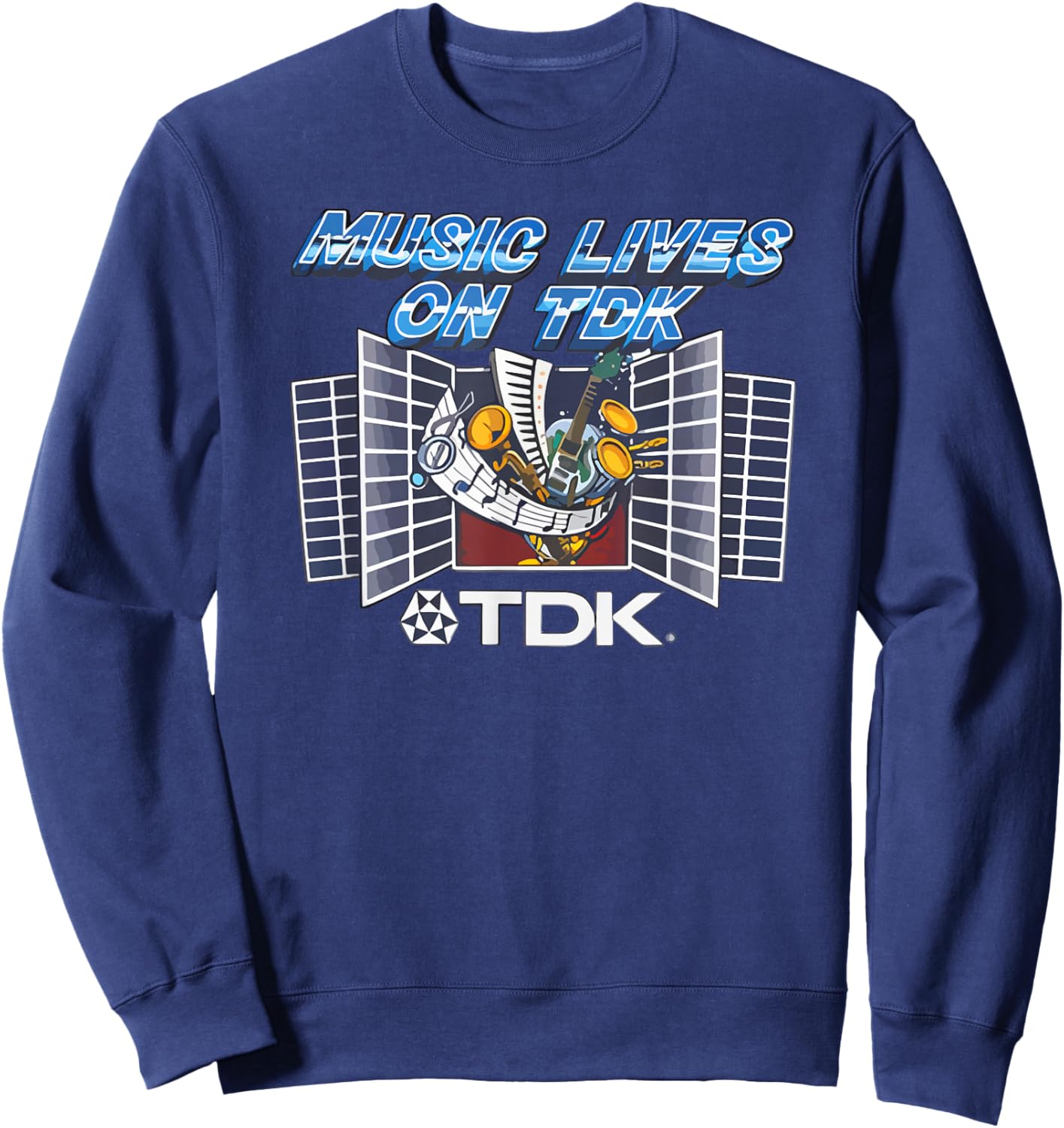 Vintage 80s Musive Lives On 1980s Funny Sweatshirt - Sweatshirt | Navy