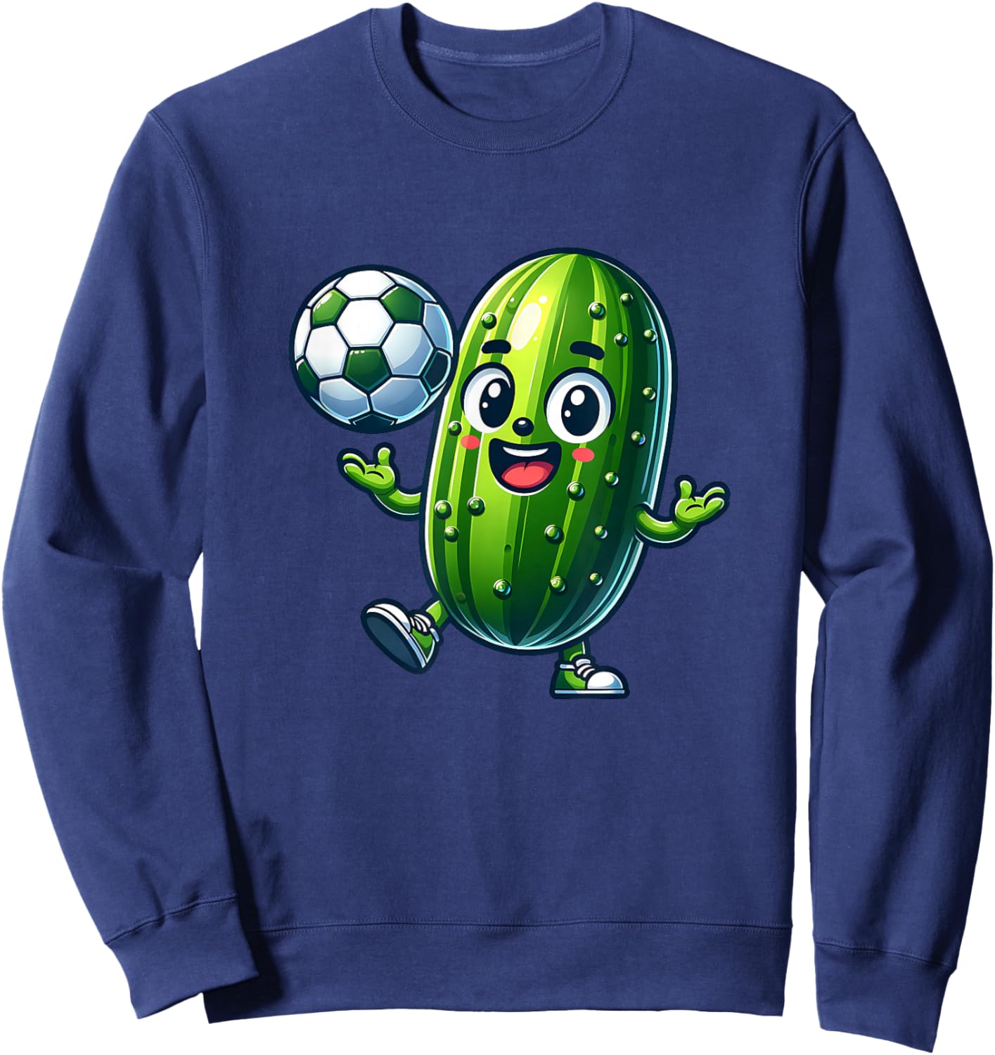 Soccer Pickle Mascot Cute Cartoon Football Humor Sweatshirt - Sweatshirt | Navy