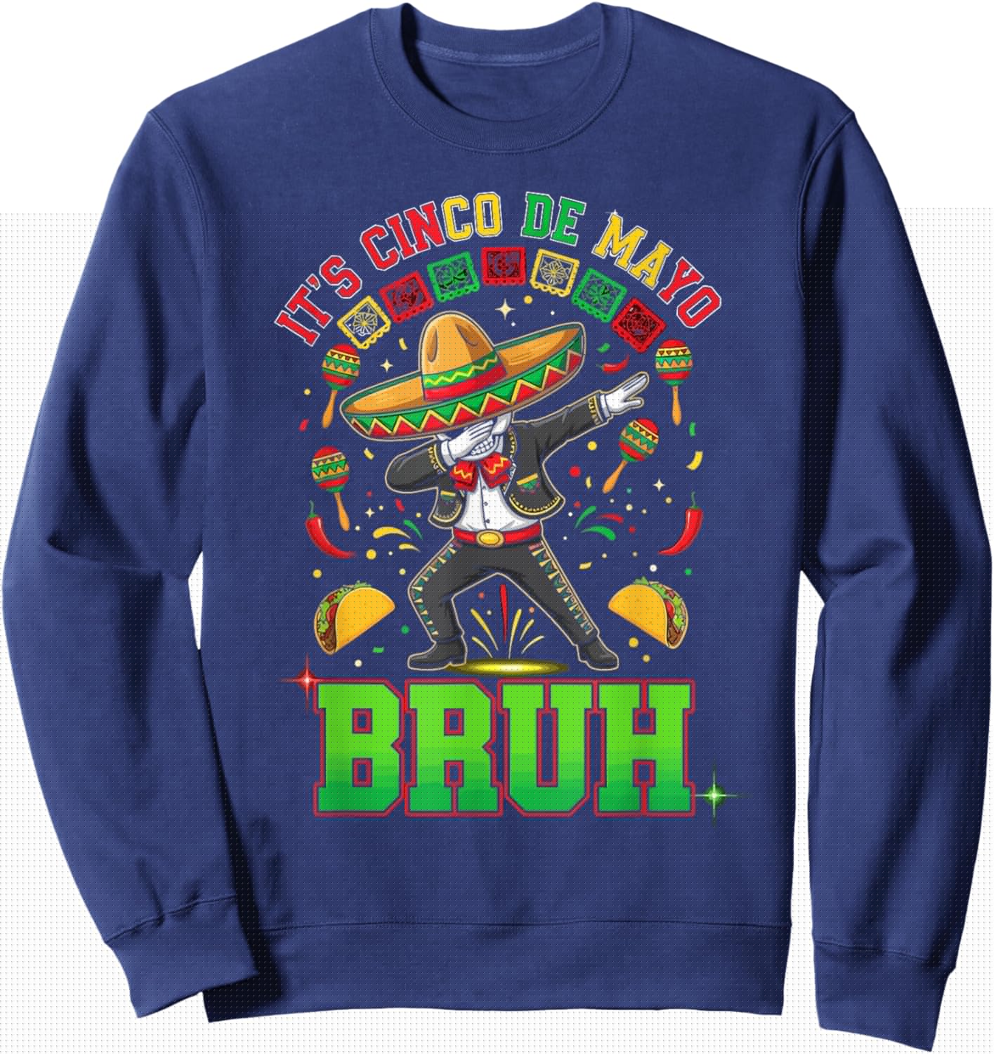 Bruh Cinco De Mayo Boys Kids Sombrero Mexican Party Design Sweatshirt - Sweatshirt | Navy