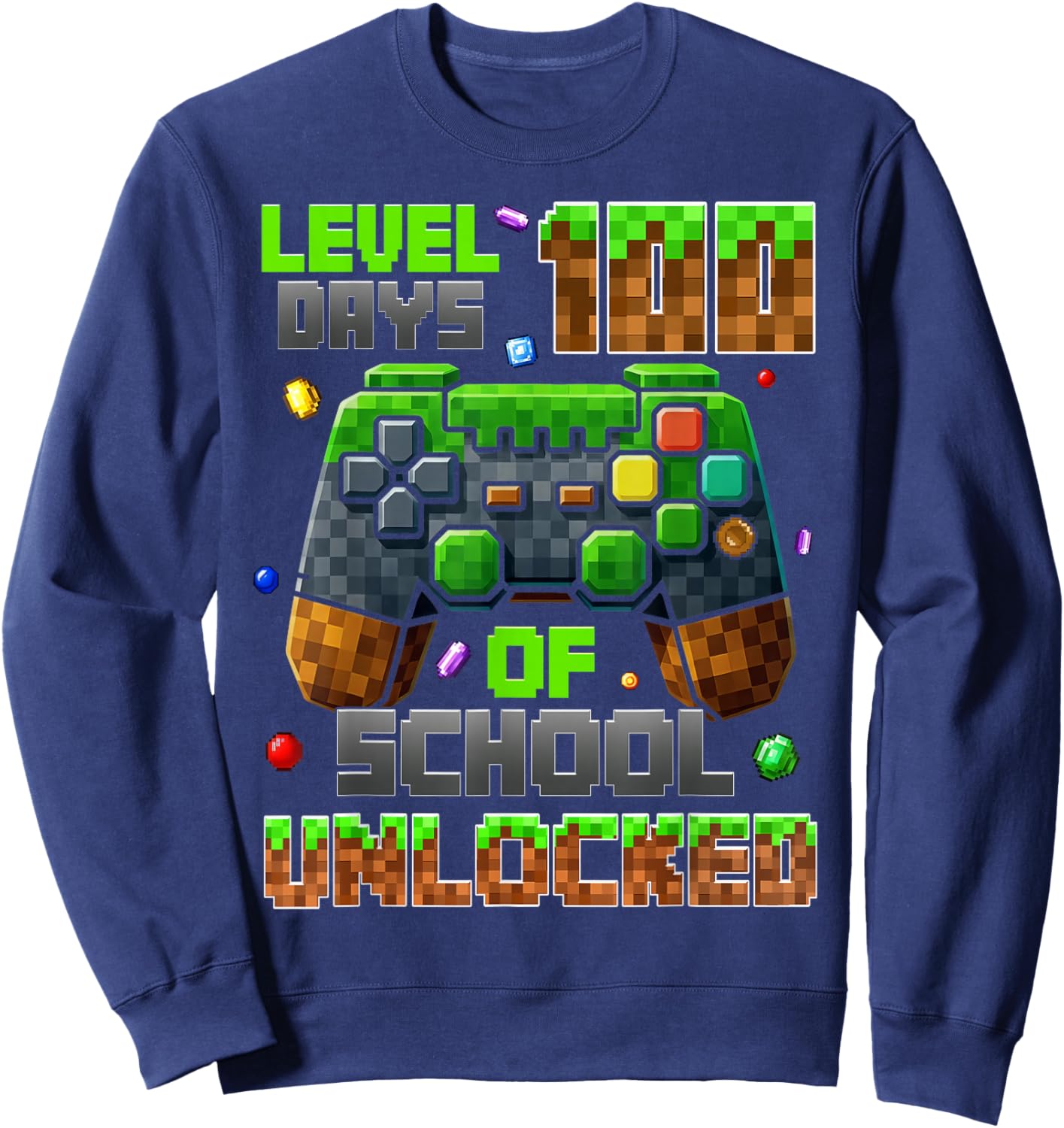 Level 100th Day of School Unlocked Gaming Video Games Boys Sweatshirt - Sweatshirt | Navy
